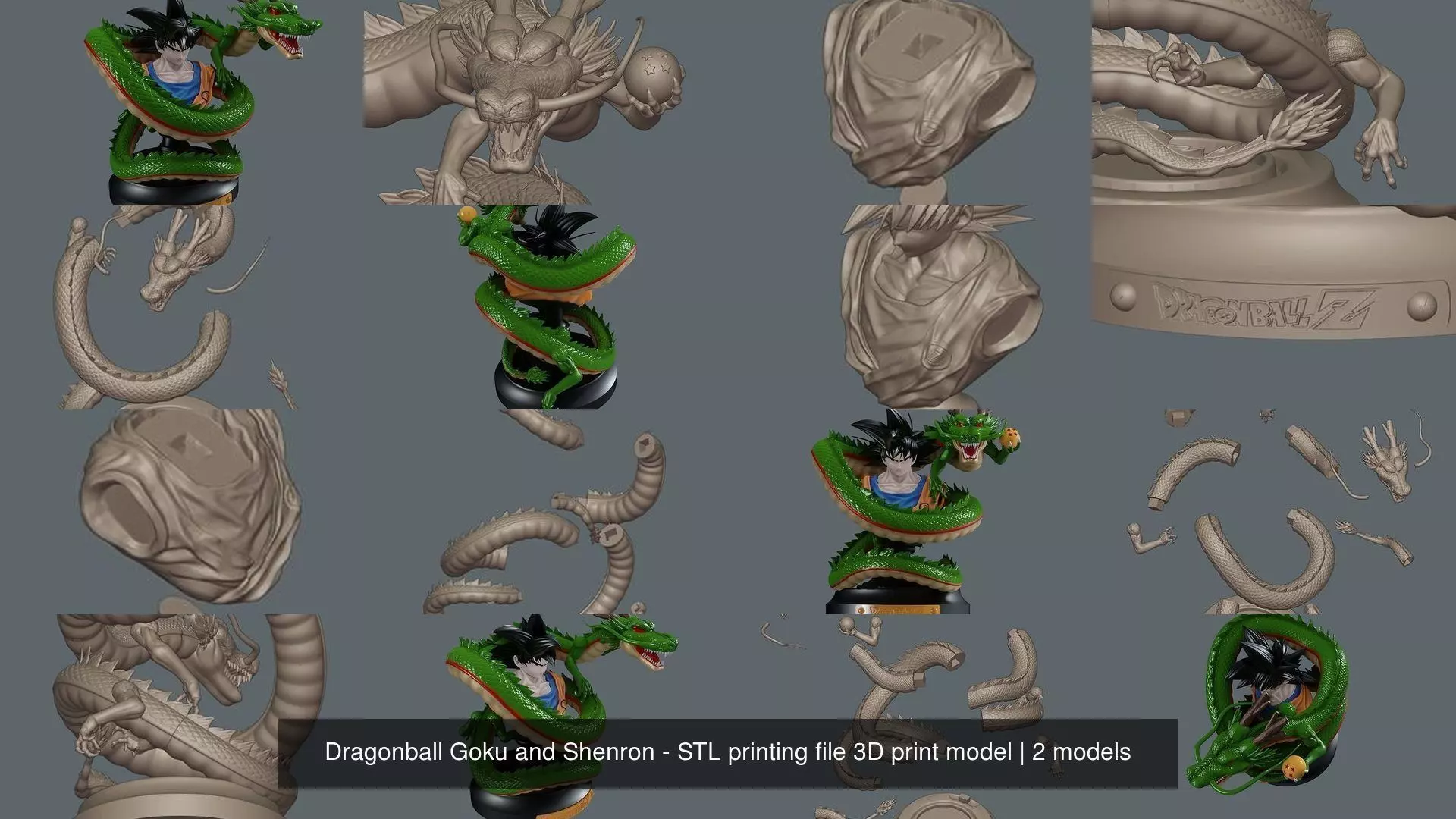 Dragonball Goku and Shenron - STL printing file 3D print model 3D Model Collection_3