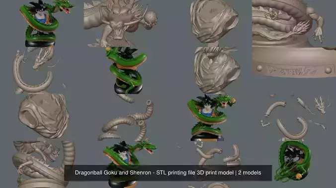 Dragonball Goku and Shenron - STL printing file 3D print model