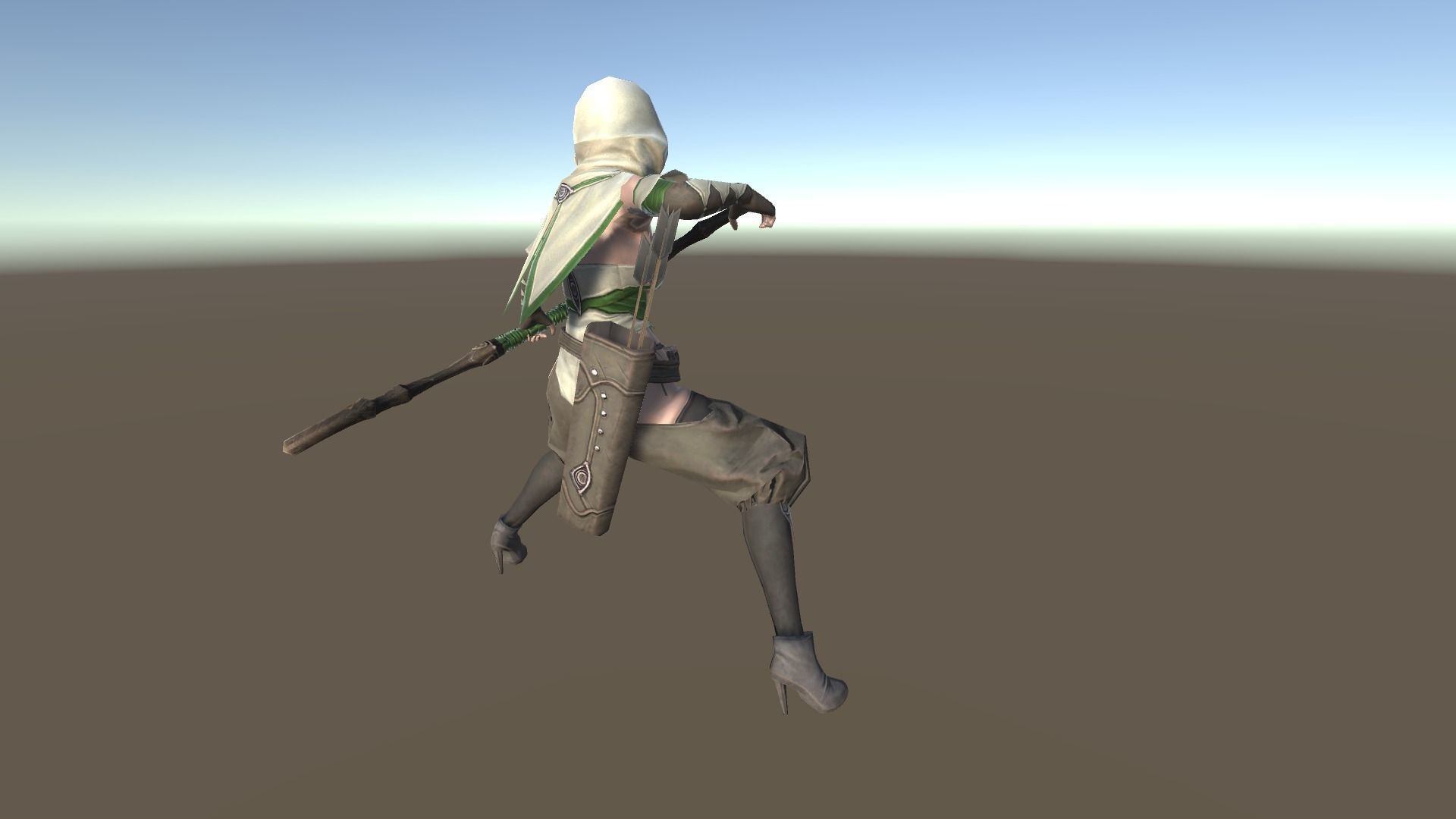 Hunter A woman with bow and arrow Low-poly 3D model_5