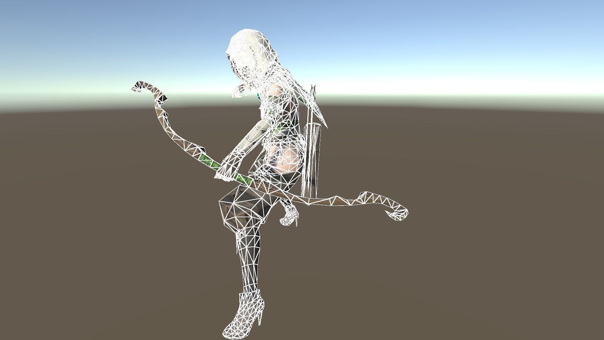 Hunter A woman with bow and arrow Low-poly 3D model_11