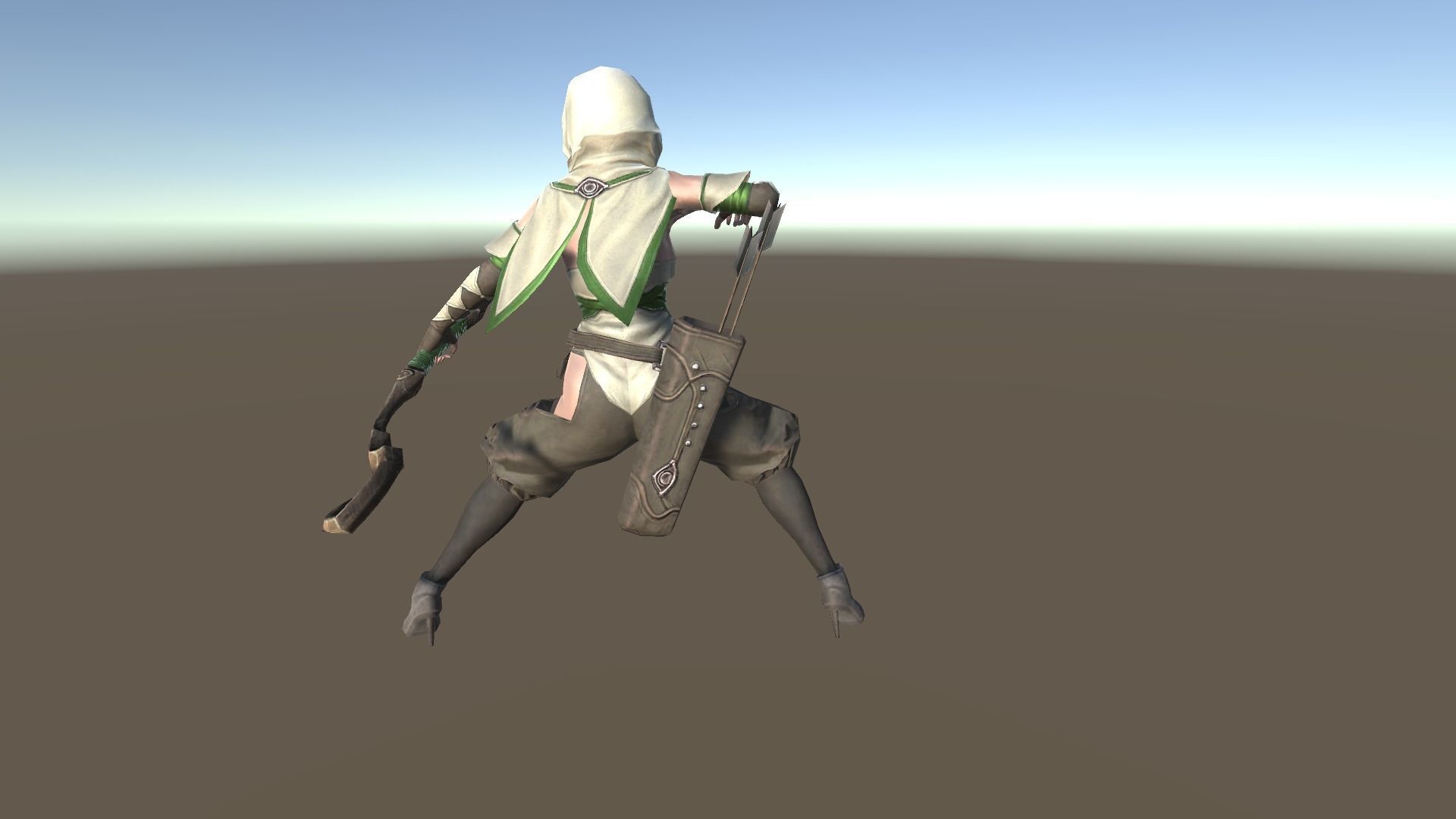 Hunter A woman with bow and arrow Low-poly 3D model_4