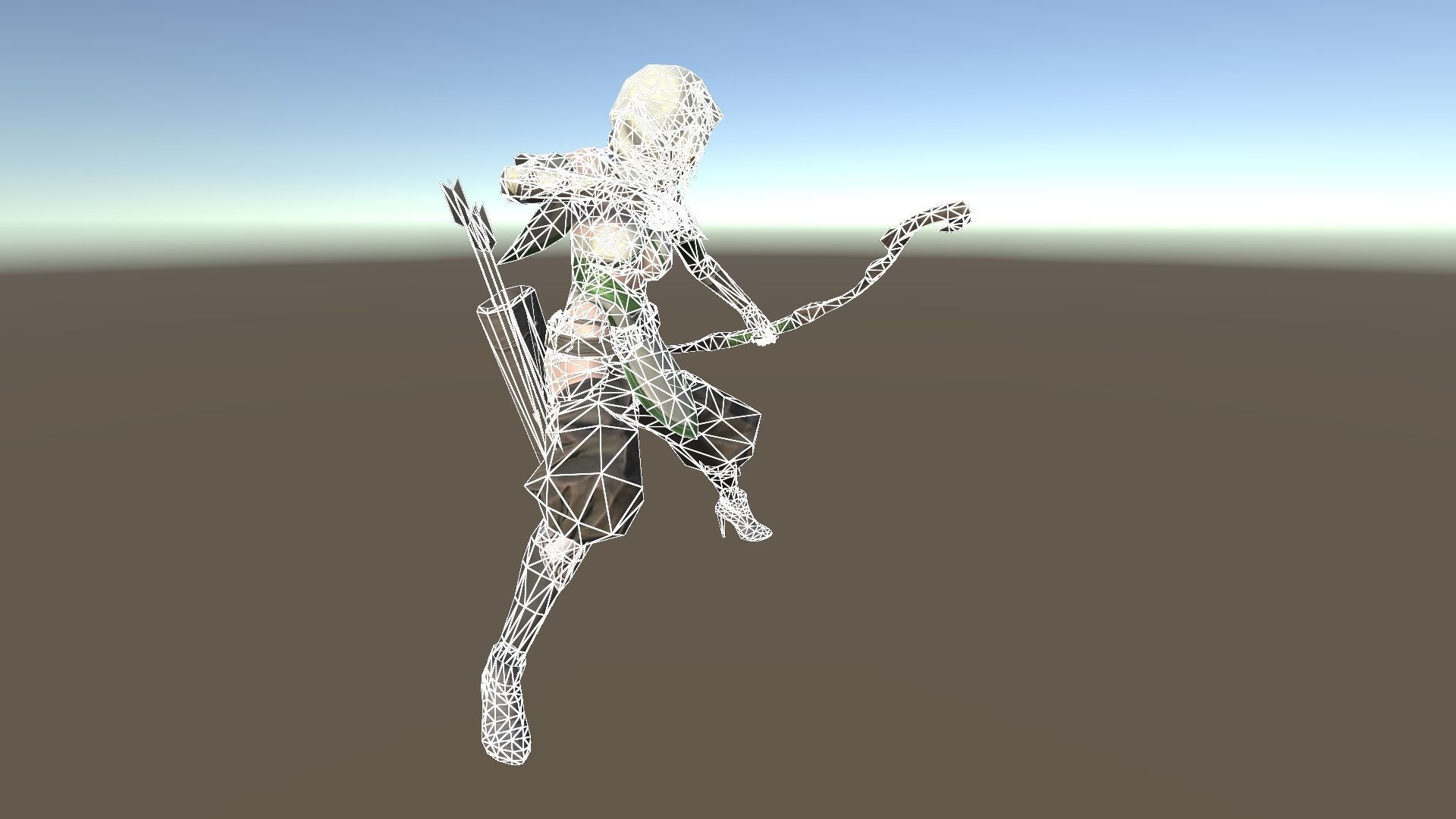 Hunter A woman with bow and arrow Low-poly 3D model_16