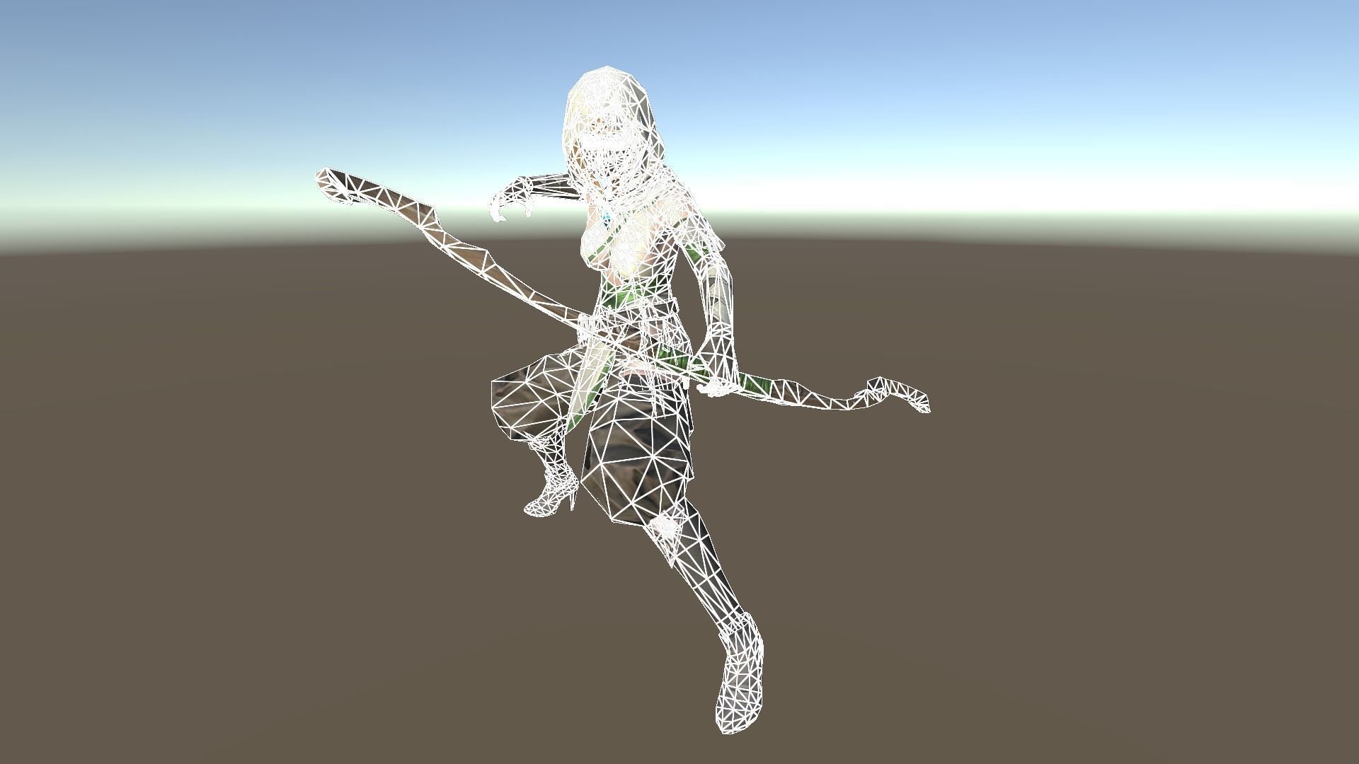 Hunter A woman with bow and arrow Low-poly 3D model_10