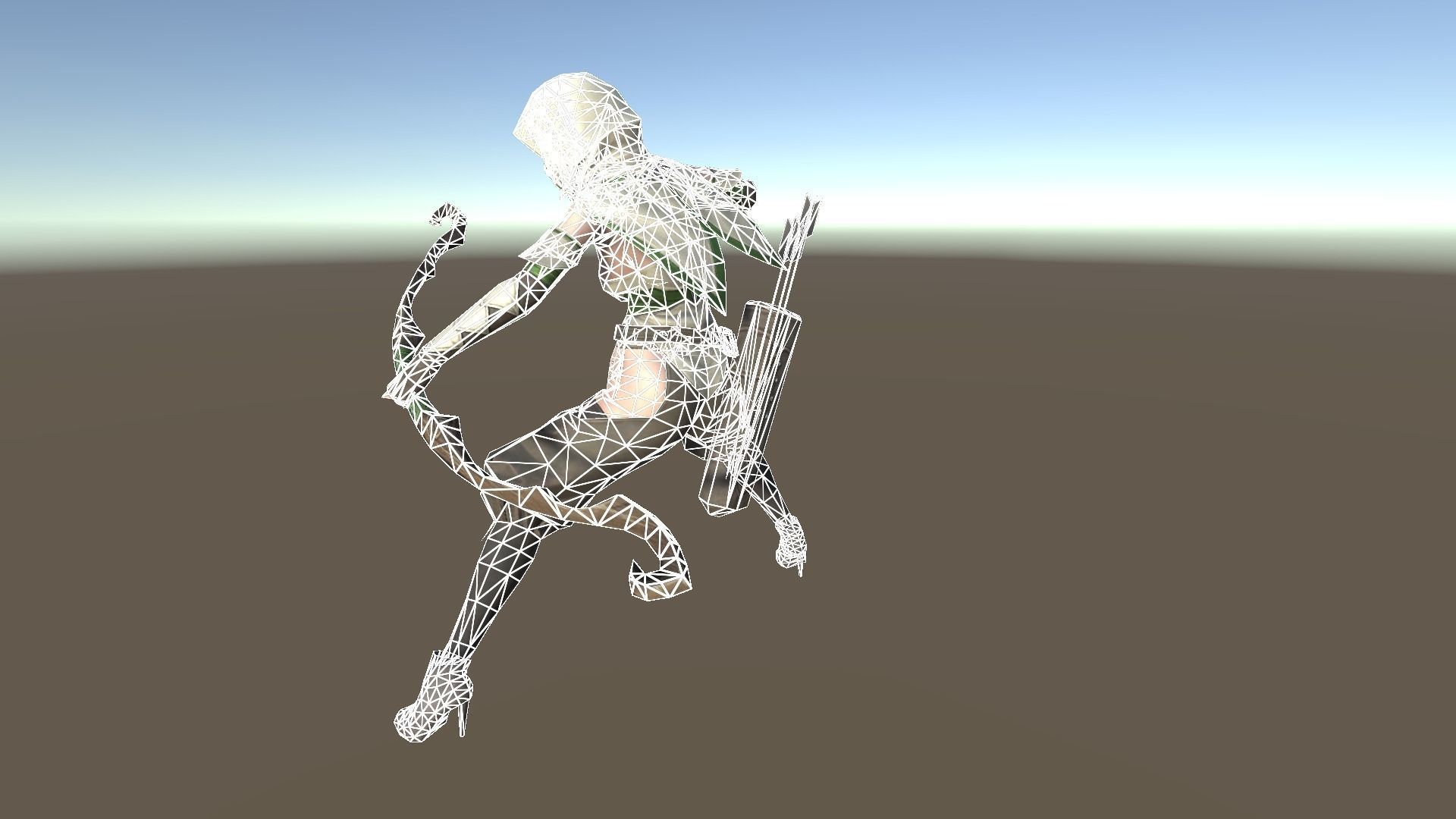 Hunter A woman with bow and arrow Low-poly 3D model_12