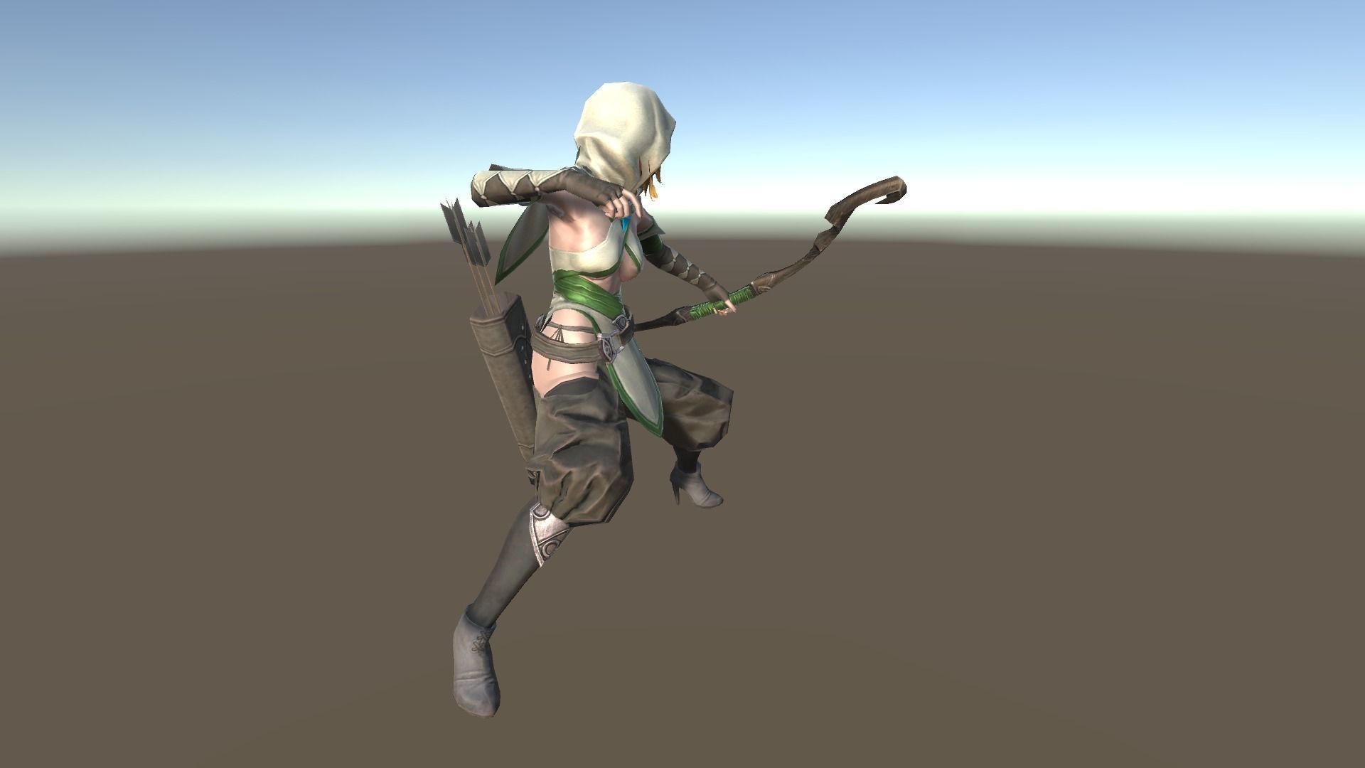 Hunter A woman with bow and arrow Low-poly 3D model_7