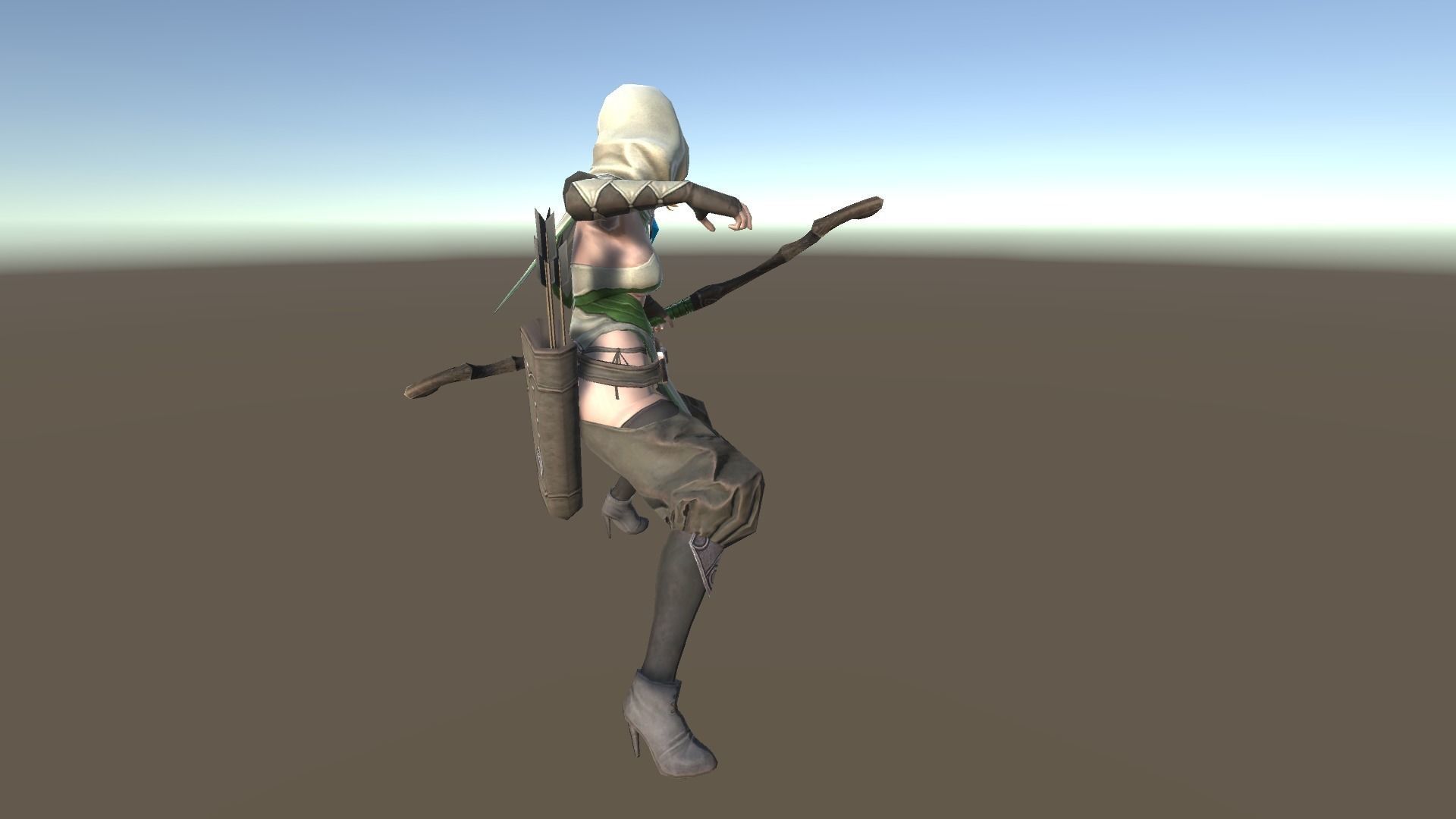 Hunter A woman with bow and arrow Low-poly 3D model_6