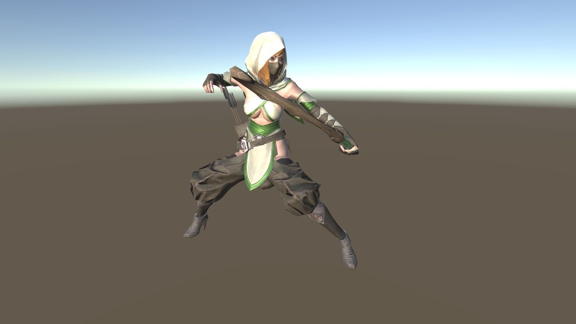 Hunter A woman with bow and arrow Low-poly 3D model_9