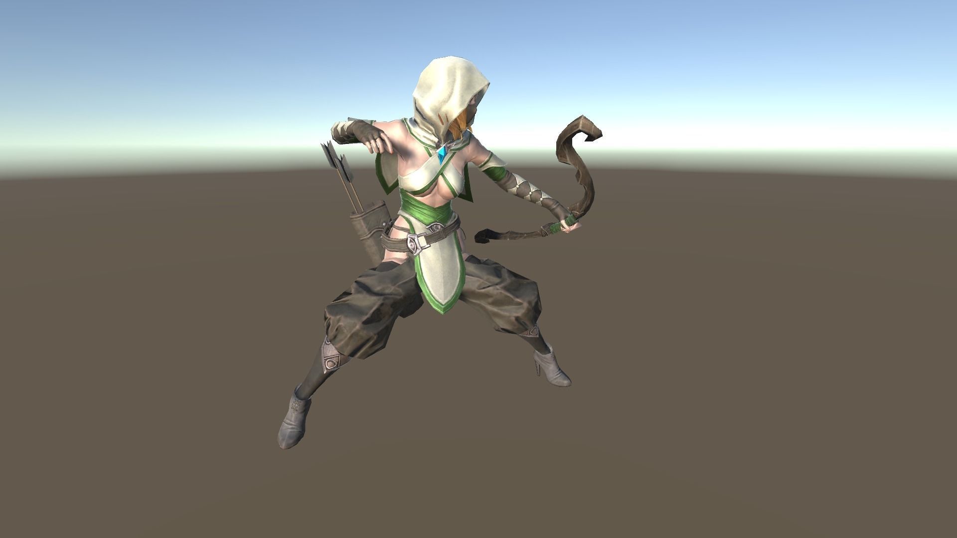 Hunter A woman with bow and arrow Low-poly 3D model_8