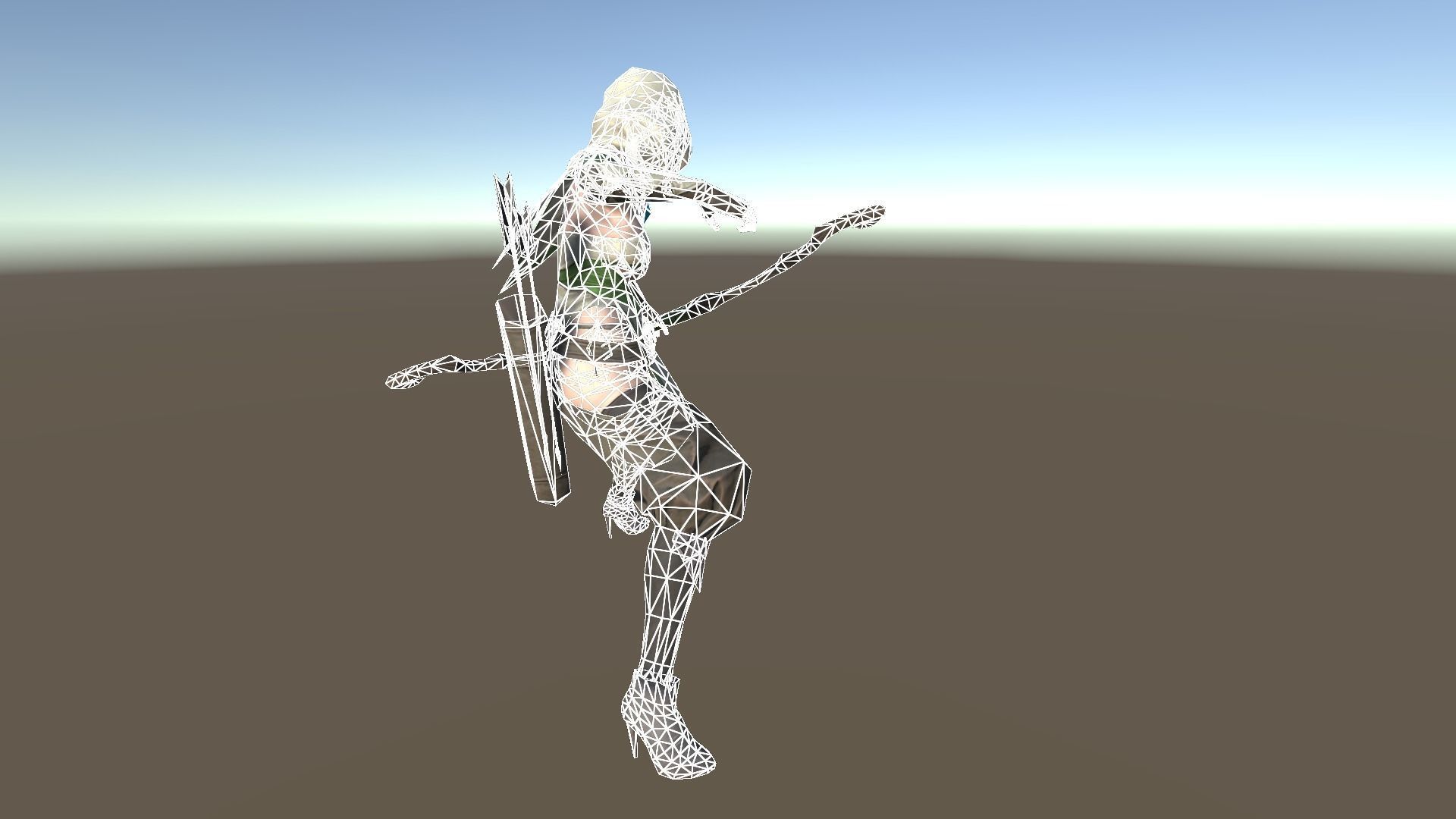 Hunter A woman with bow and arrow Low-poly 3D model_15