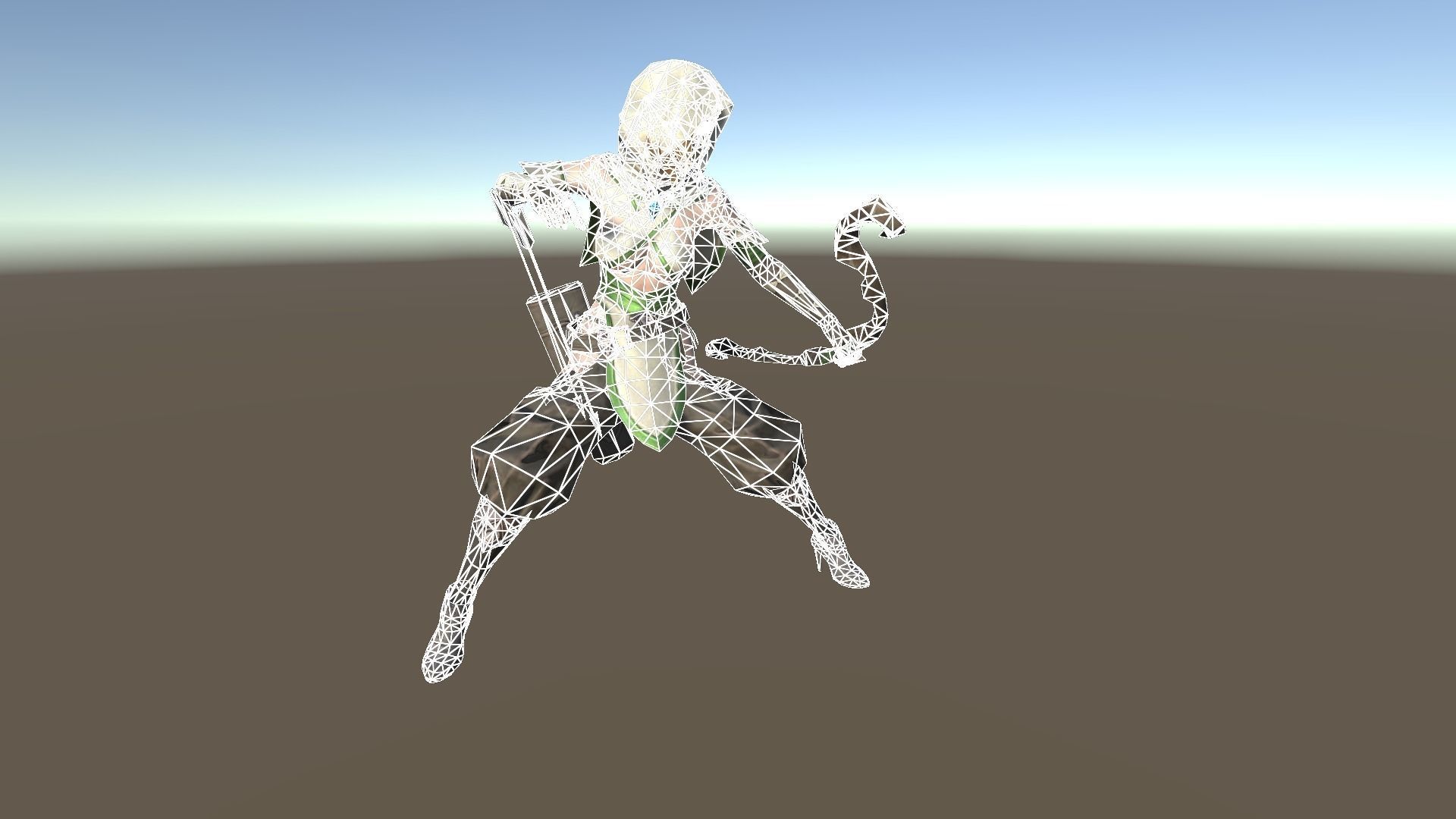 Hunter A woman with bow and arrow Low-poly 3D model_17