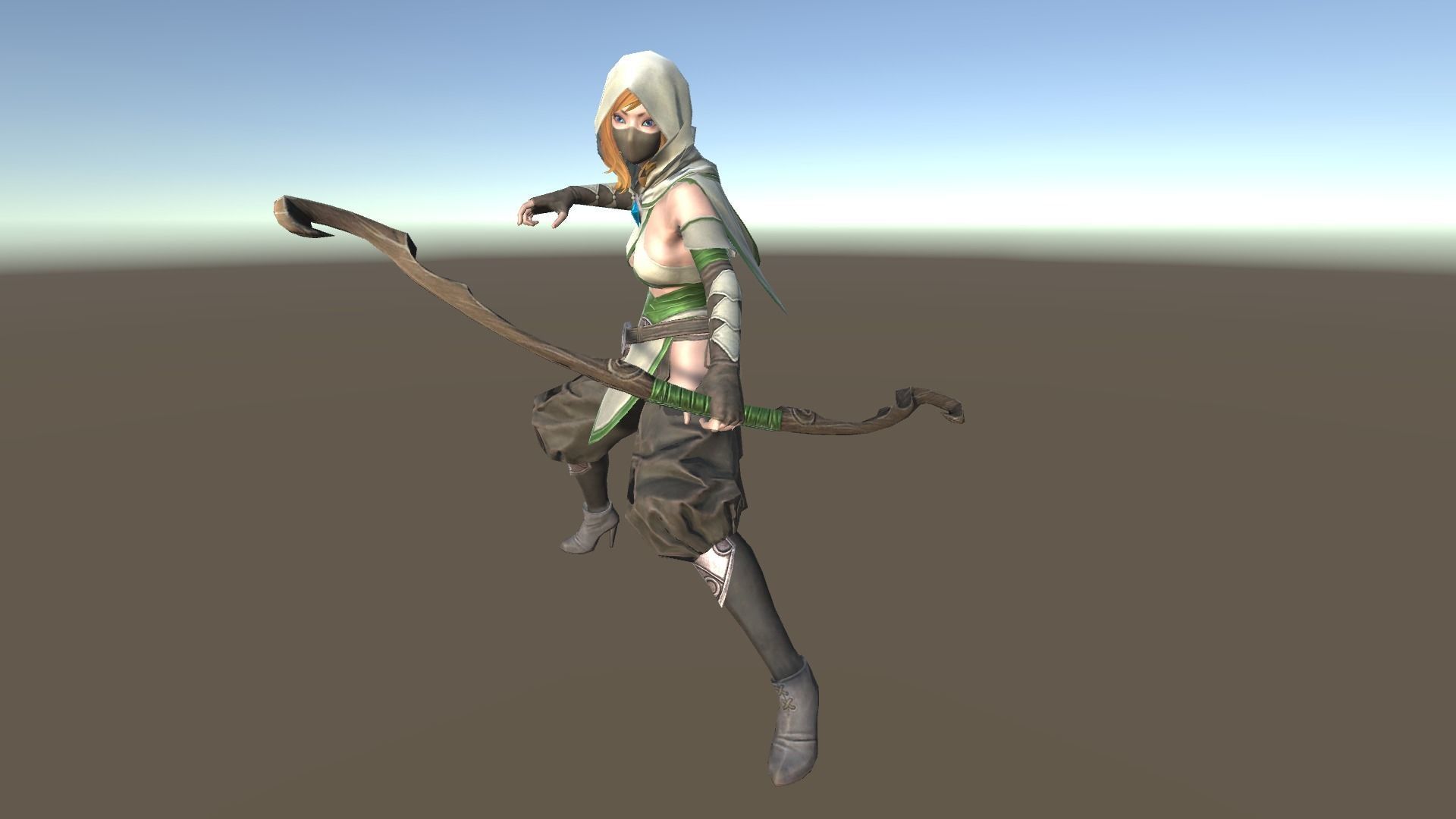 Hunter A woman with bow and arrow Low-poly 3D model_1