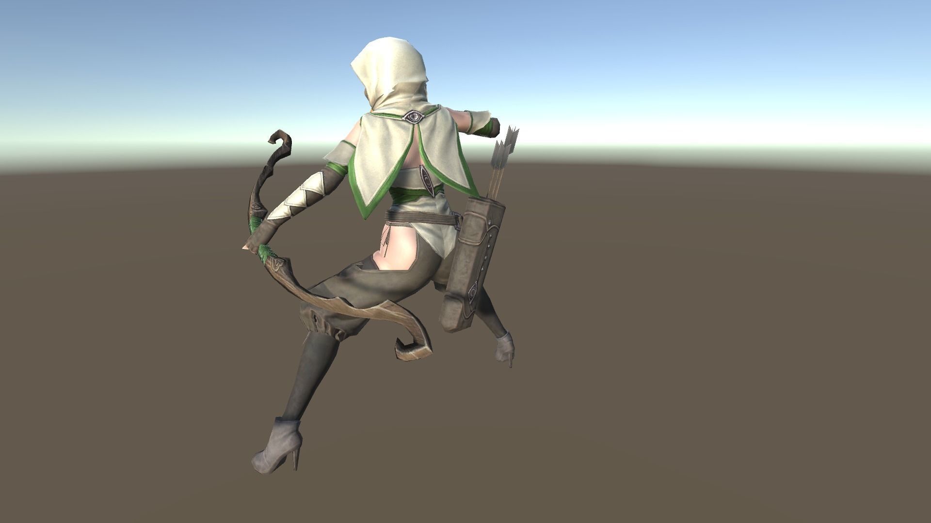 Hunter A woman with bow and arrow Low-poly 3D model_3
