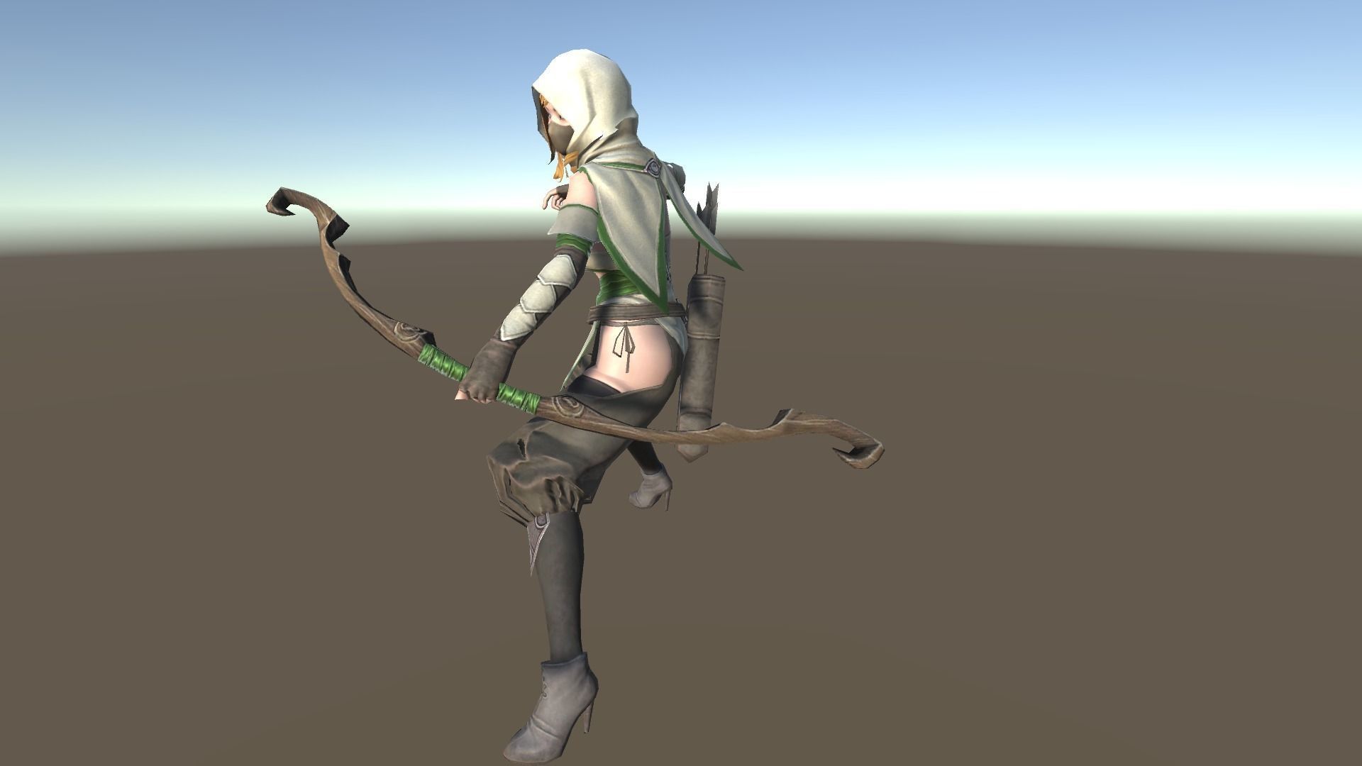 Hunter A woman with bow and arrow Low-poly 3D model_2