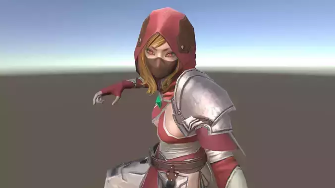Hunter B character Low-poly 3D model