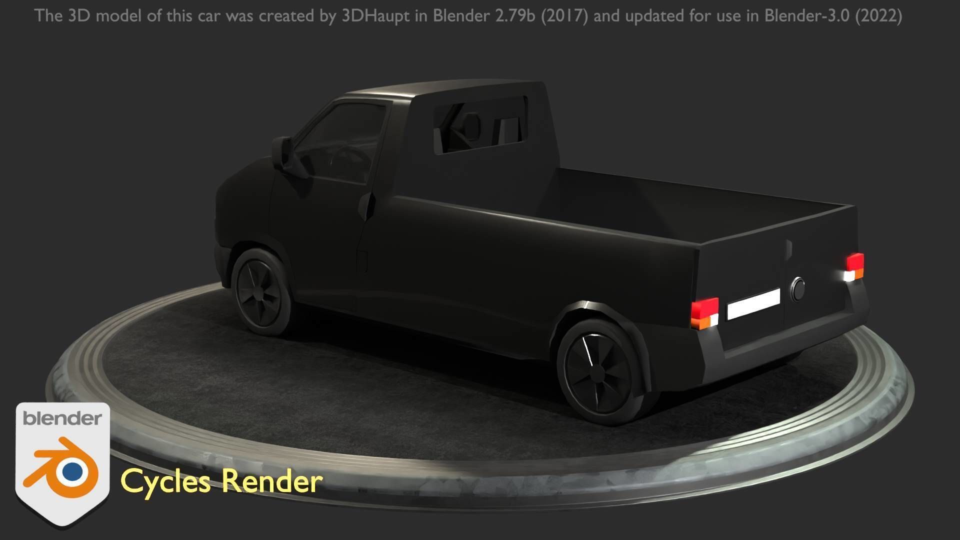 City Car 4 Commercial Pickup 3500 Type-C Black Low-poly 3D model_53