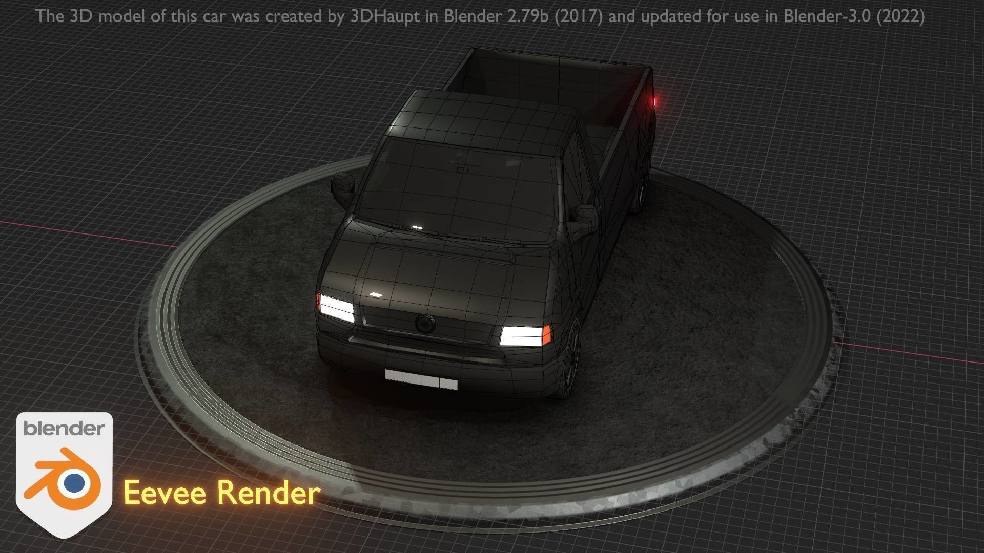 City Car 4 Commercial Pickup 3500 Type-C Black Low-poly 3D model_64