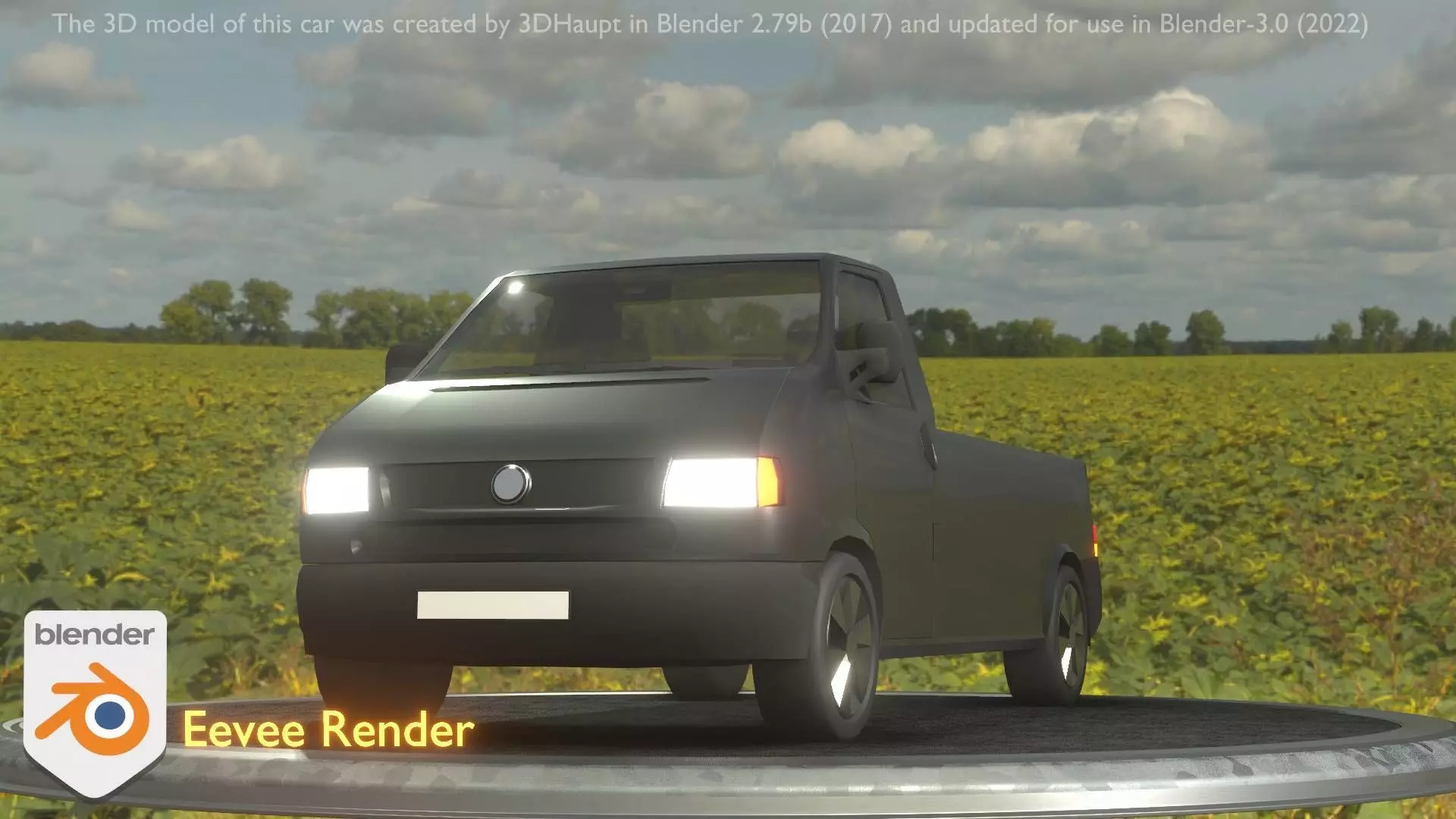 City Car 4 Commercial Pickup 3500 Type-C Black Low-poly 3D model_0