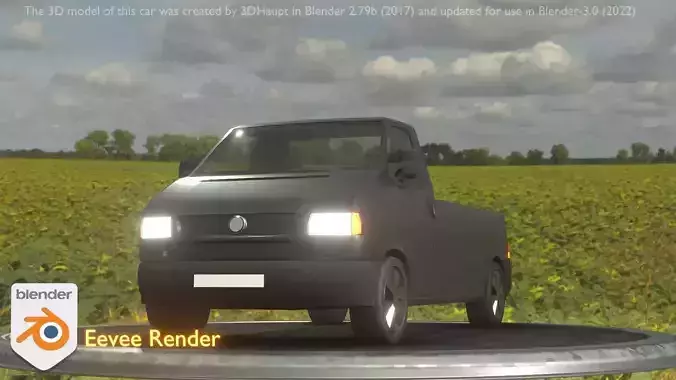 City Car 4 Commercial Pickup 3500 Type-C Black Low-poly 3D model