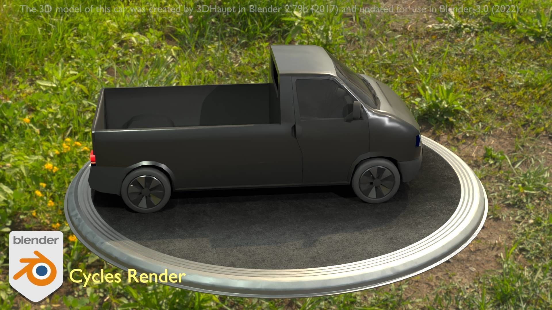 City Car 4 Commercial Pickup 3500 Type-C Black Low-poly 3D model_59