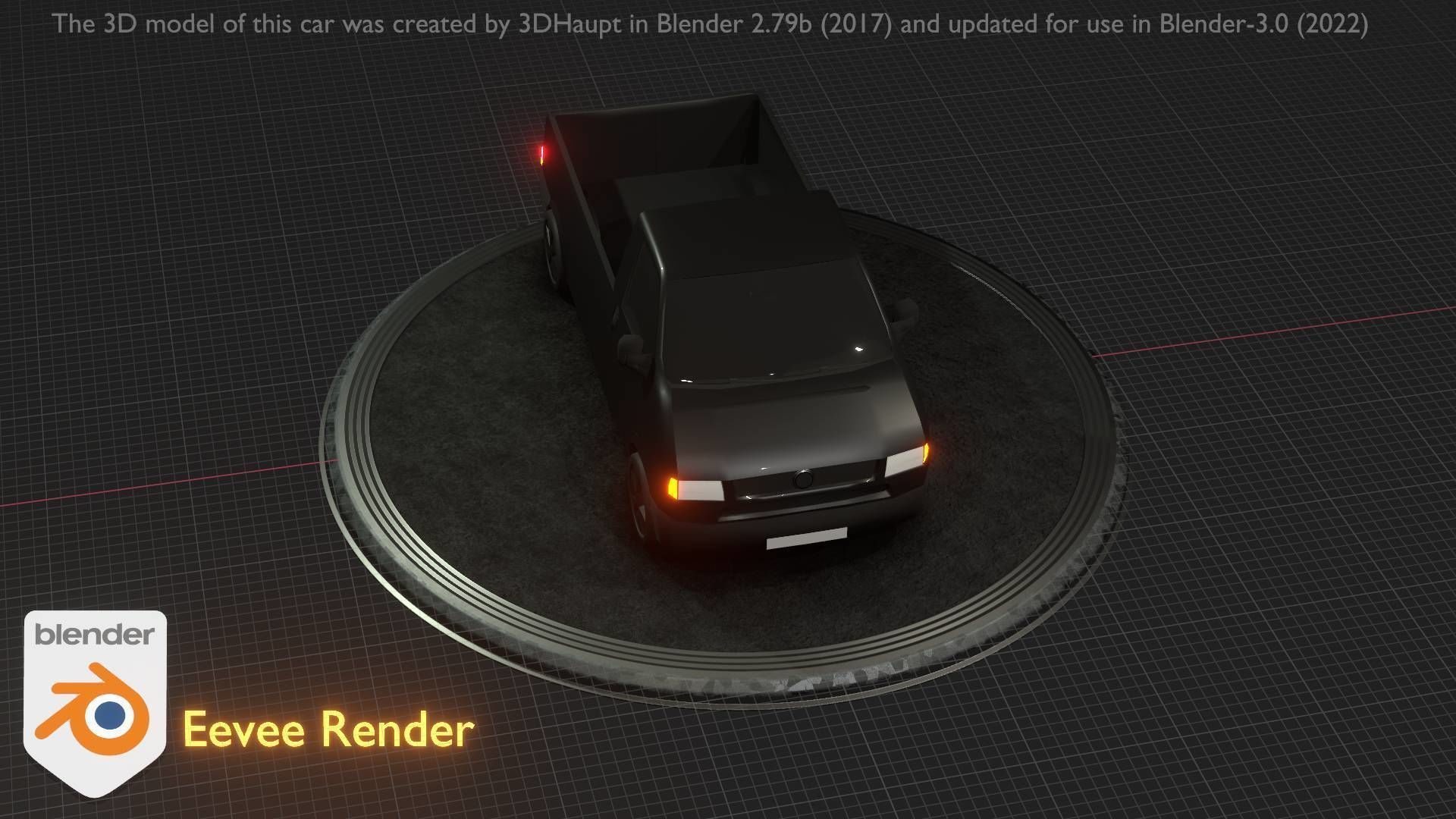 City Car 4 Commercial Pickup 3500 Type-C Black Low-poly 3D model_32