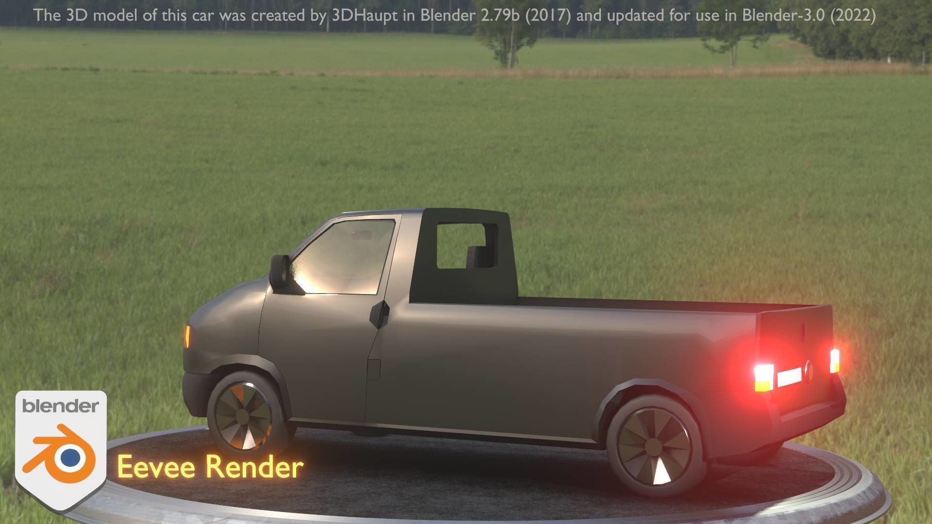 City Car 4 Commercial Pickup 3500 Type-C Black Low-poly 3D model_38