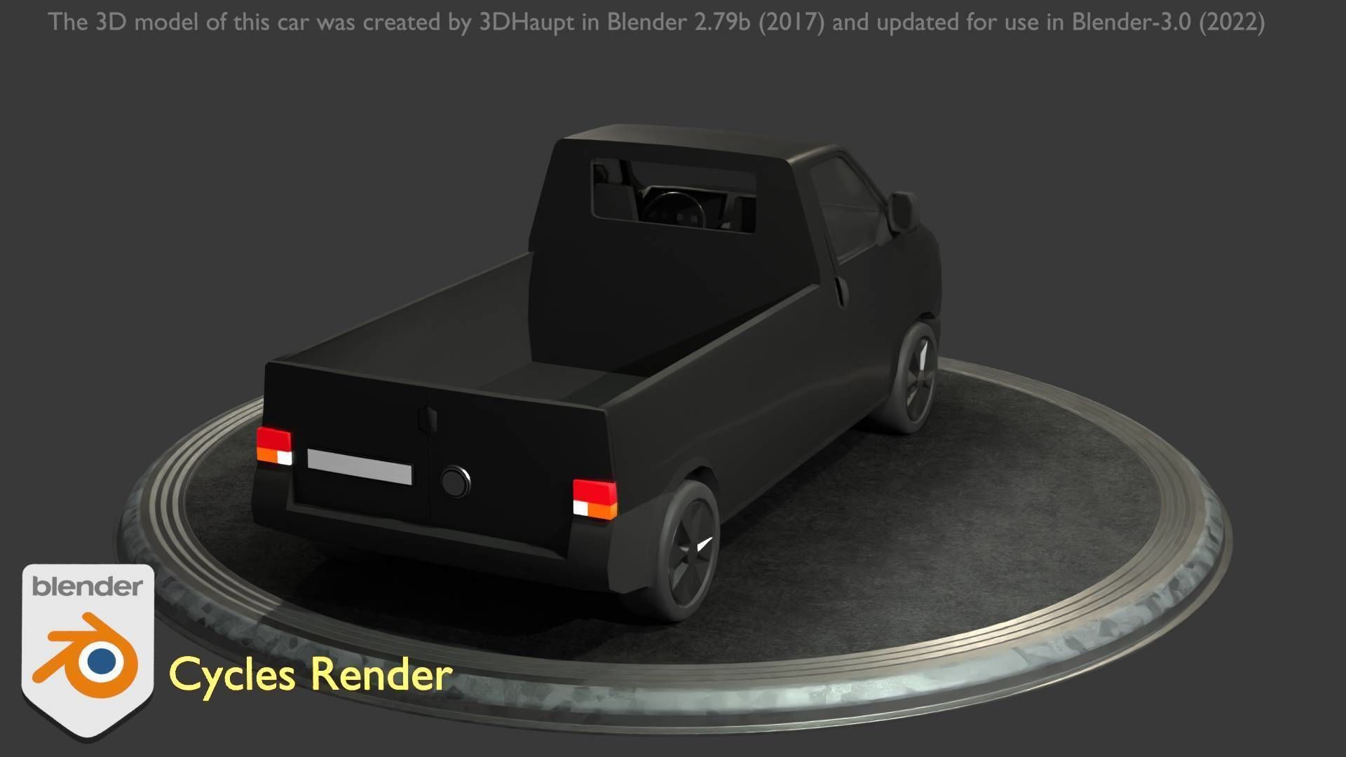 City Car 4 Commercial Pickup 3500 Type-C Black Low-poly 3D model_88