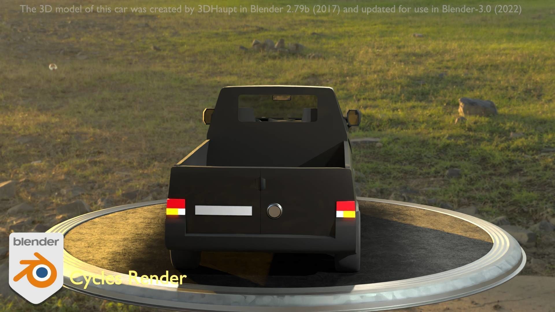 City Car 4 Commercial Pickup 3500 Type-C Black Low-poly 3D model_40