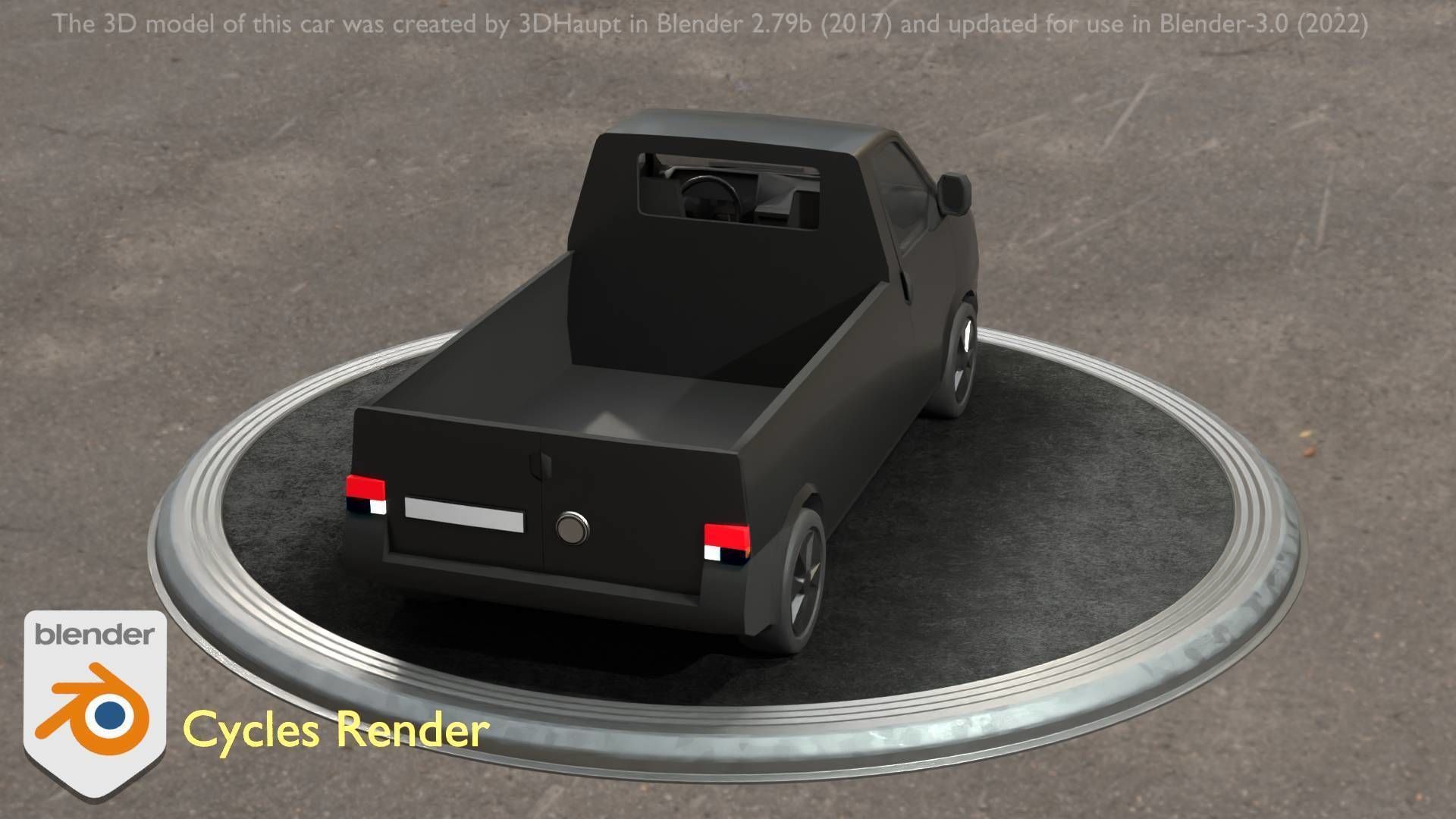 City Car 4 Commercial Pickup 3500 Type-C Black Low-poly 3D model_9