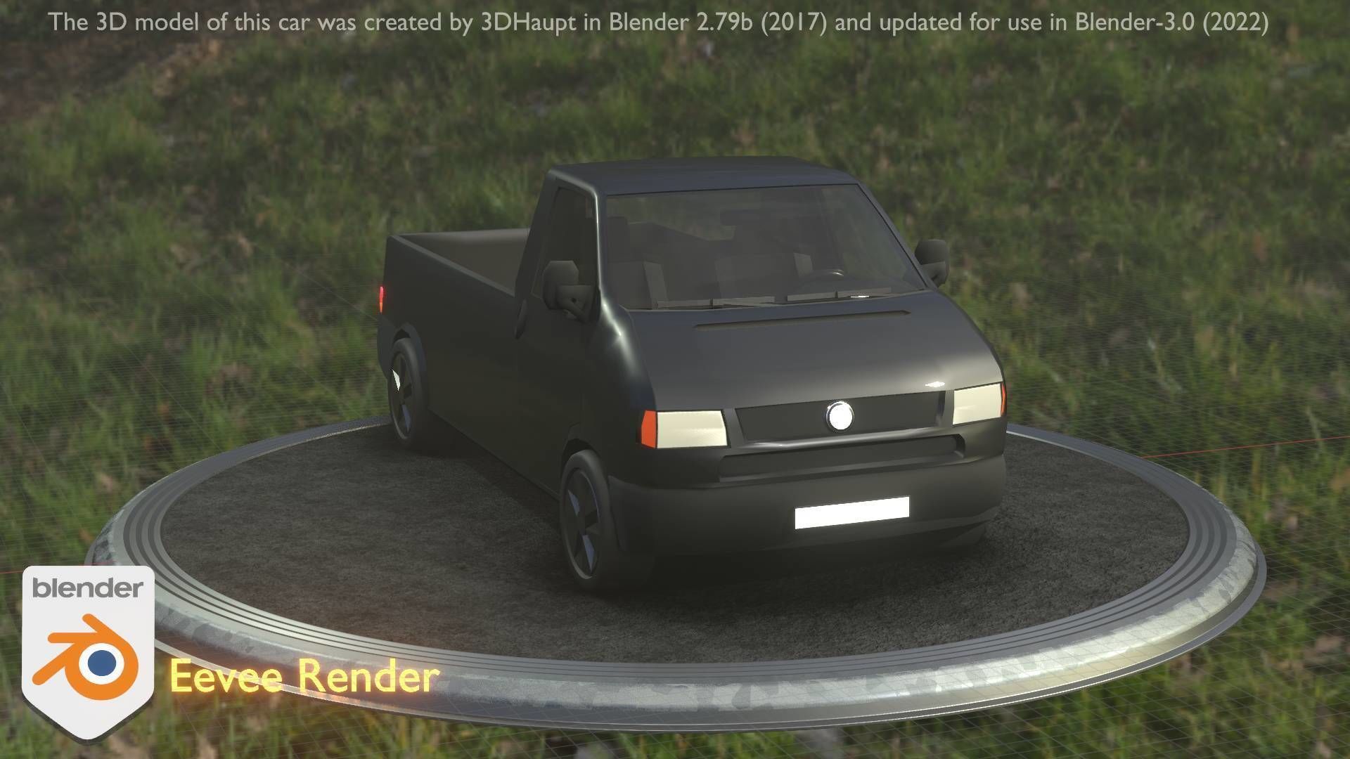 City Car 4 Commercial Pickup 3500 Type-C Black Low-poly 3D model_47