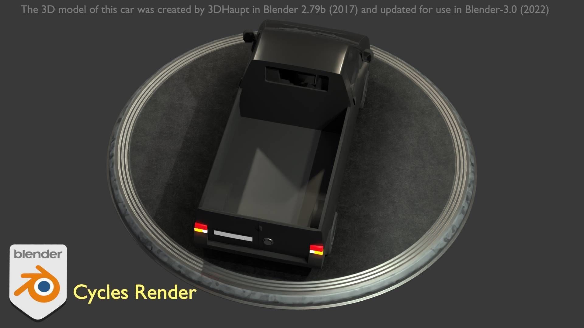 City Car 4 Commercial Pickup 3500 Type-C Black Low-poly 3D model_25