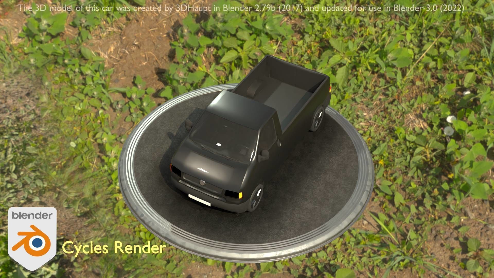 City Car 4 Commercial Pickup 3500 Type-C Black Low-poly 3D model_81