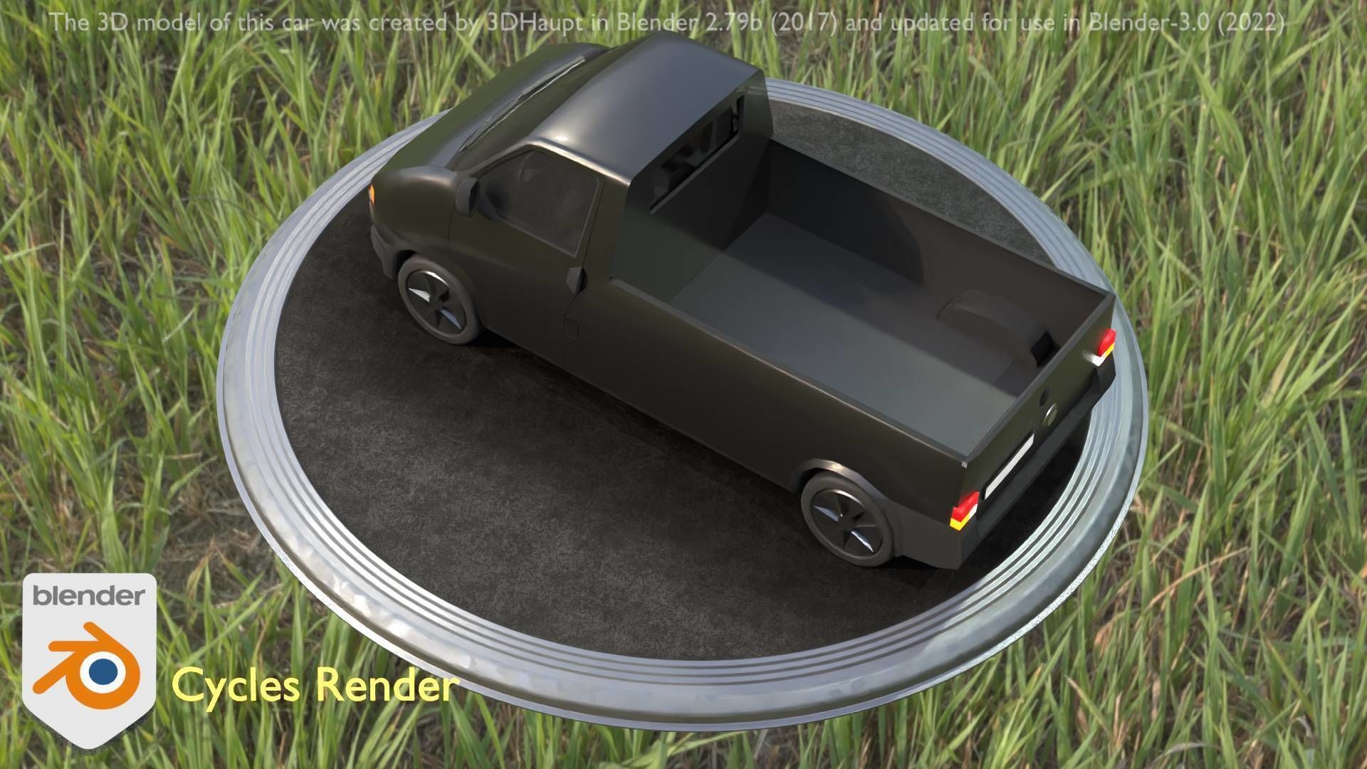 City Car 4 Commercial Pickup 3500 Type-C Black Low-poly 3D model_69