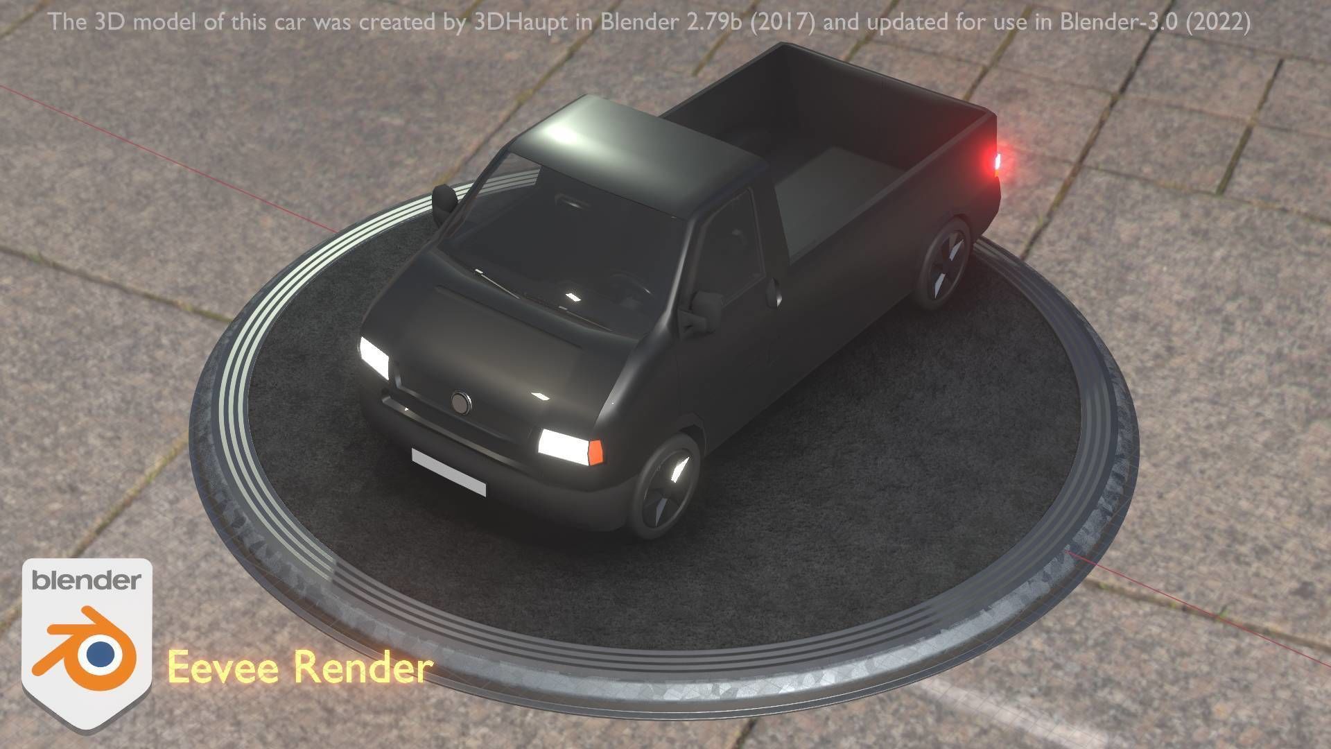 City Car 4 Commercial Pickup 3500 Type-C Black Low-poly 3D model_18