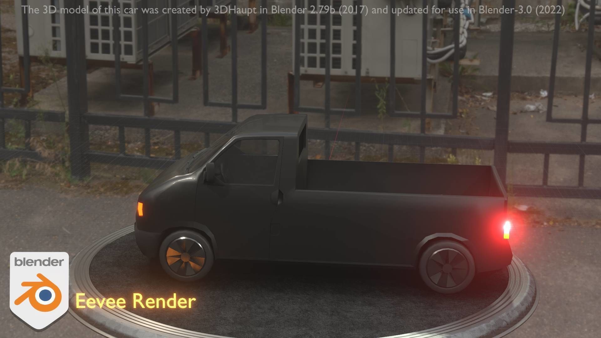 City Car 4 Commercial Pickup 3500 Type-C Black Low-poly 3D model_83