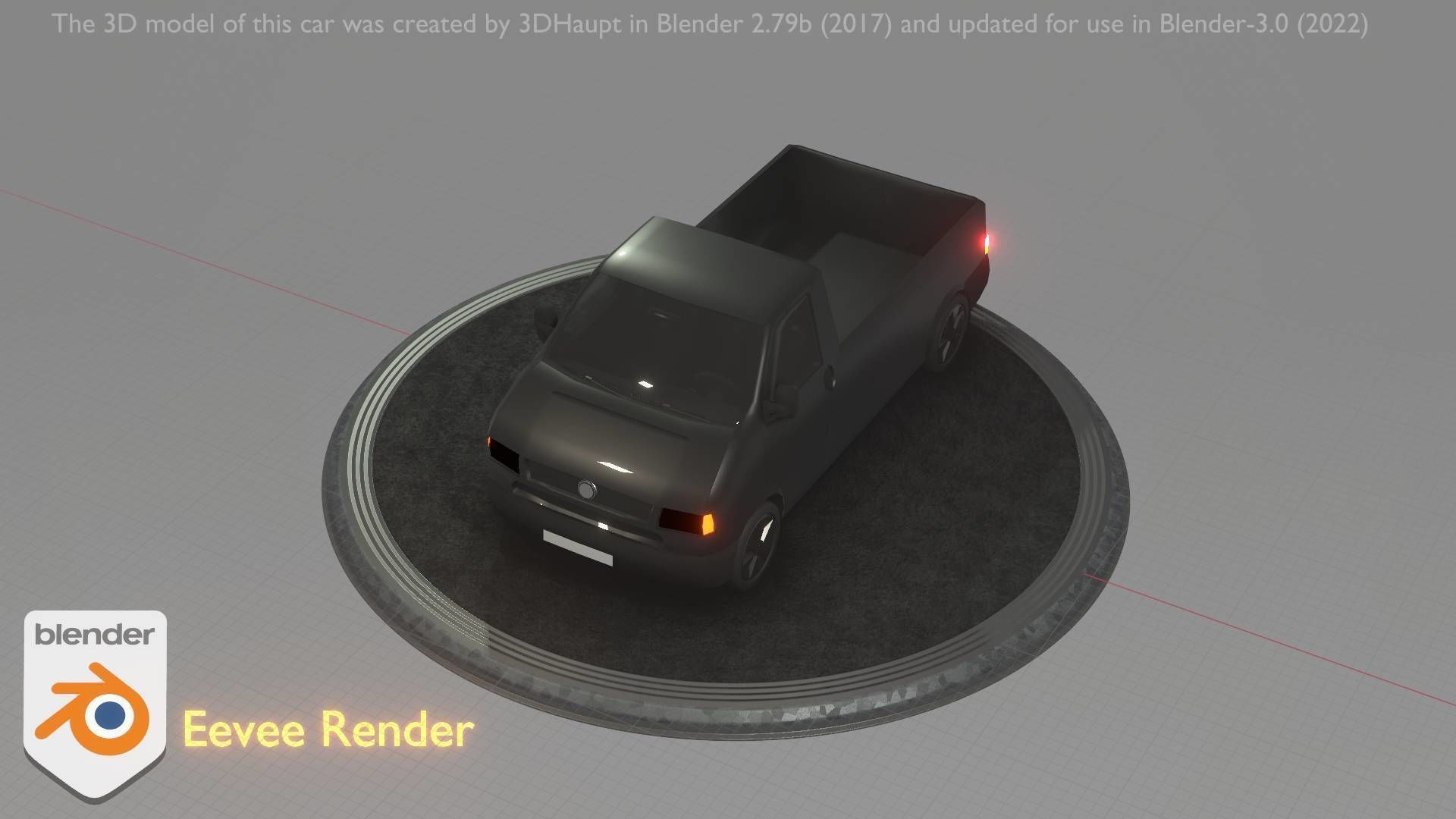 City Car 4 Commercial Pickup 3500 Type-C Black Low-poly 3D model_34