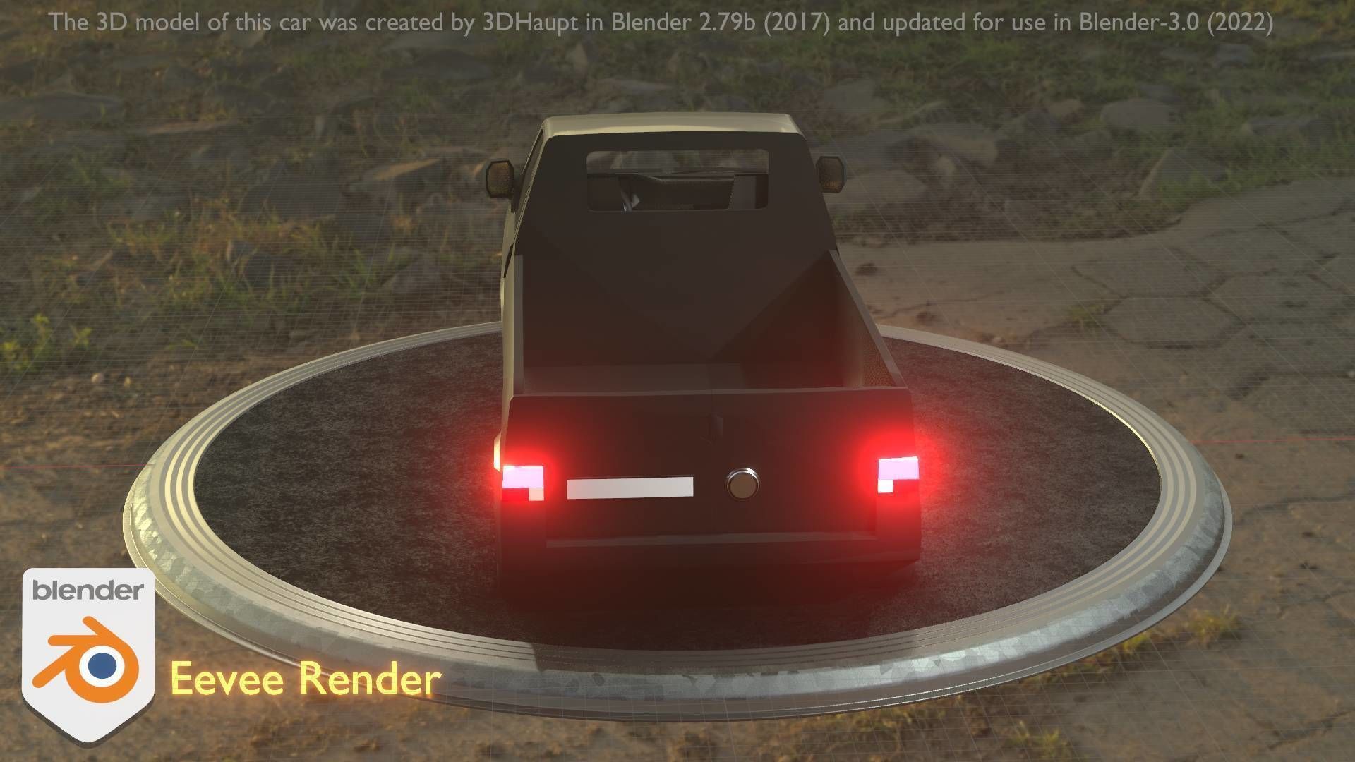 City Car 4 Commercial Pickup 3500 Type-C Black Low-poly 3D model_8