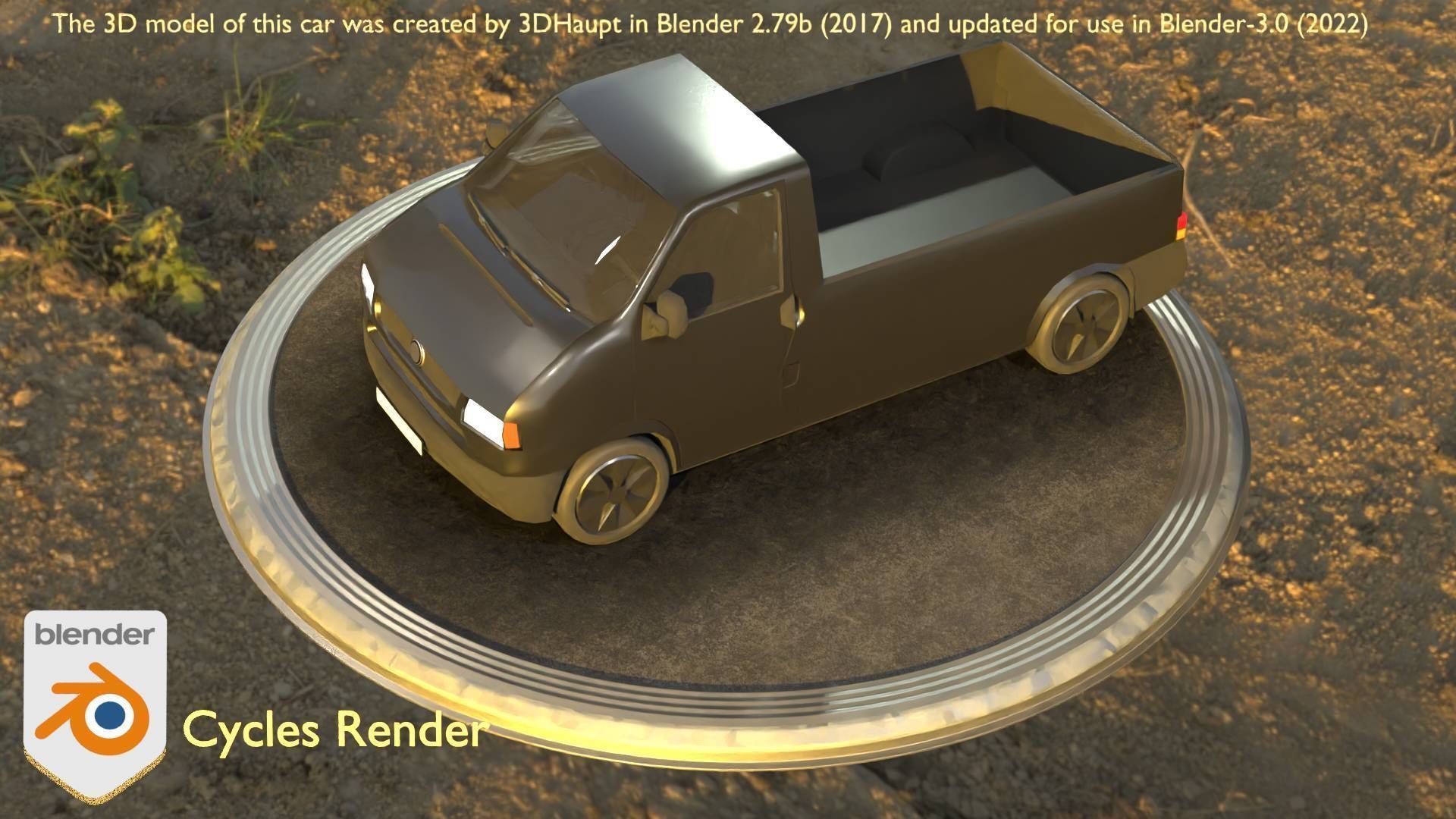 City Car 4 Commercial Pickup 3500 Type-C Black Low-poly 3D model_19