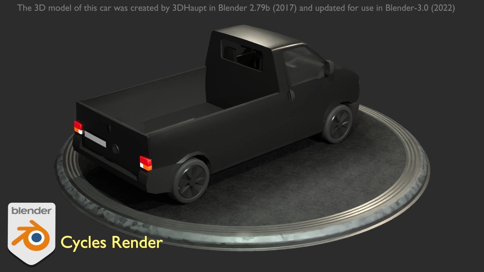 City Car 4 Commercial Pickup 3500 Type-C Black Low-poly 3D model_42