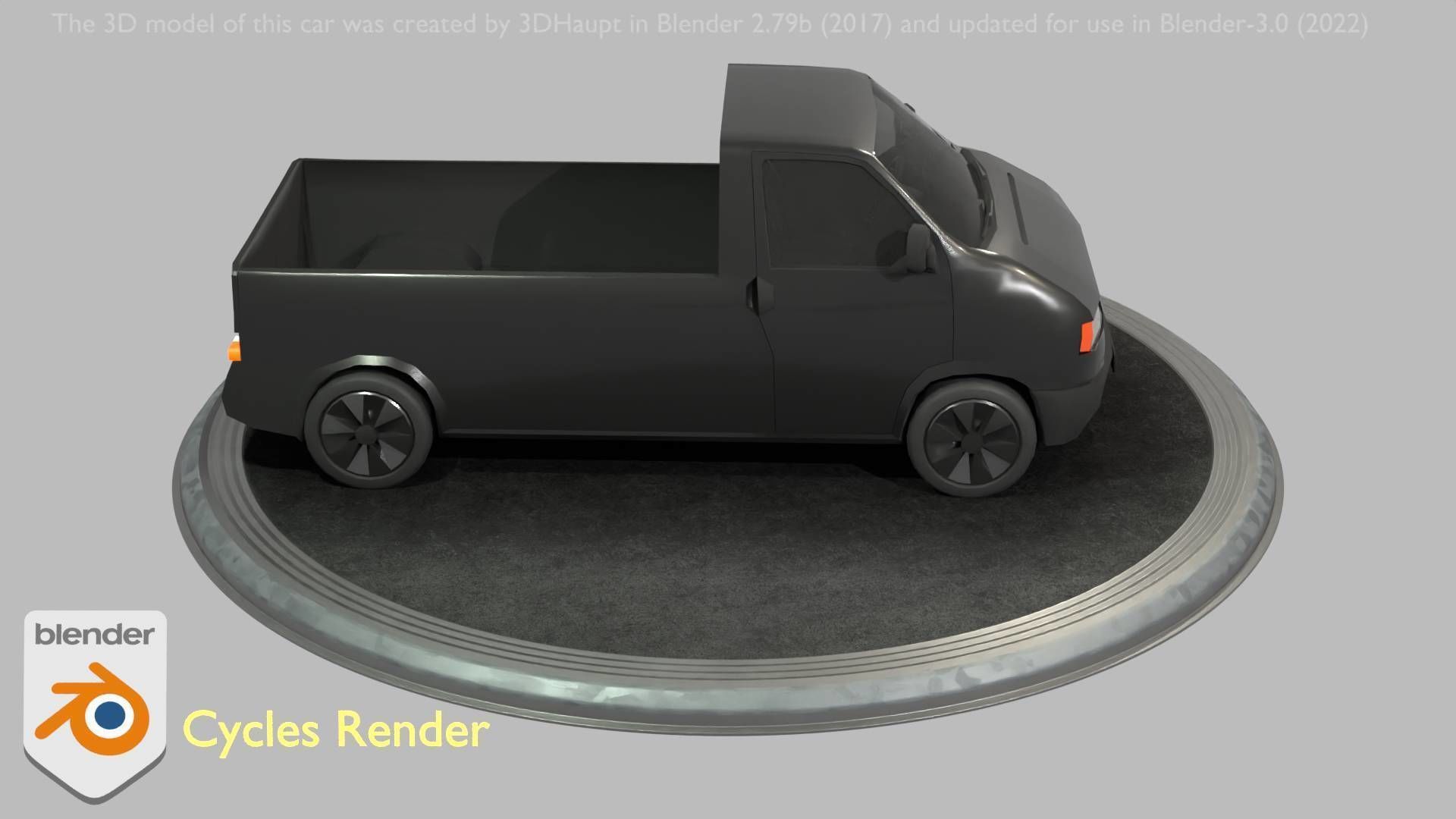 City Car 4 Commercial Pickup 3500 Type-C Black Low-poly 3D model_44