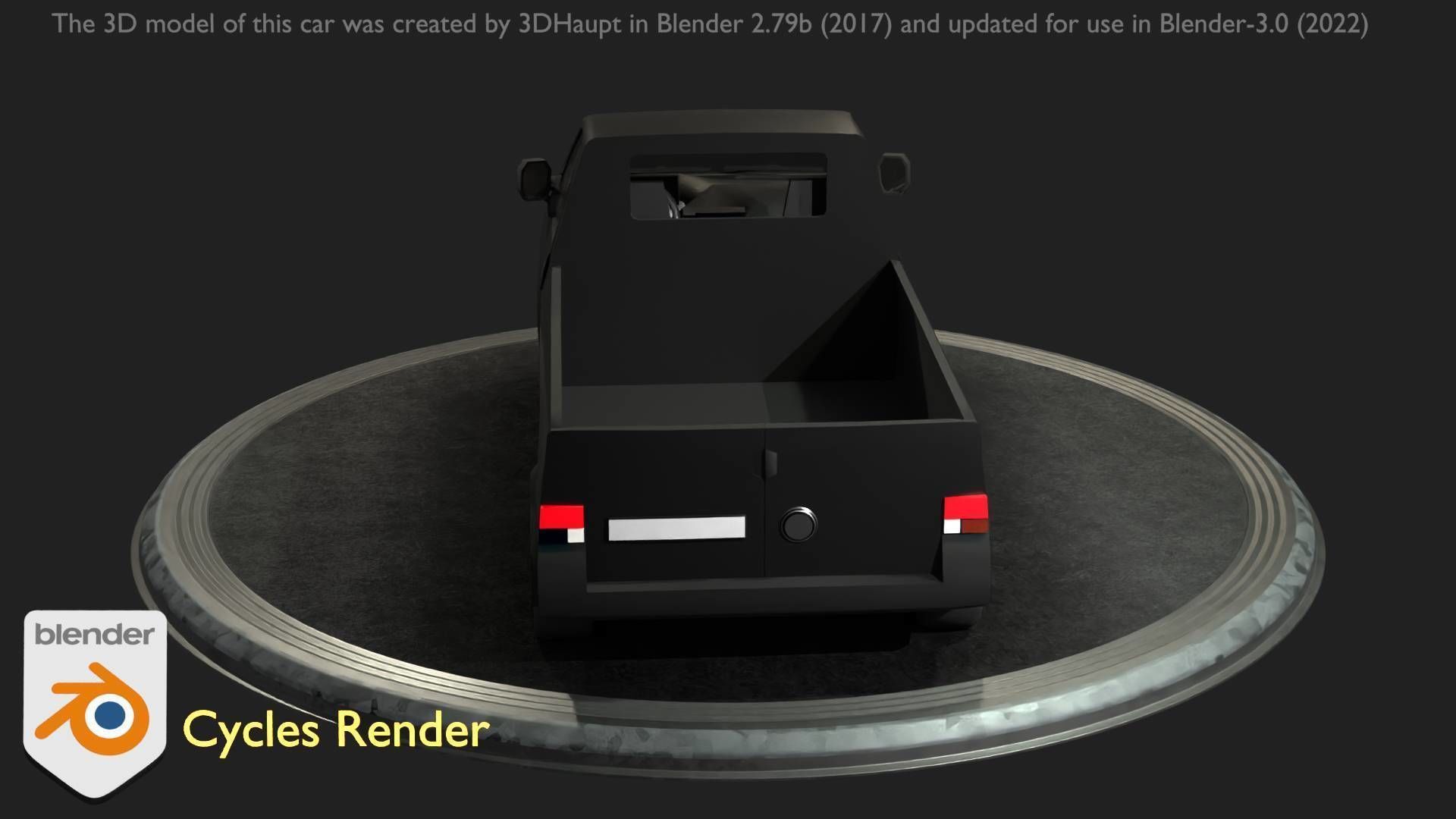 City Car 4 Commercial Pickup 3500 Type-C Black Low-poly 3D model_55