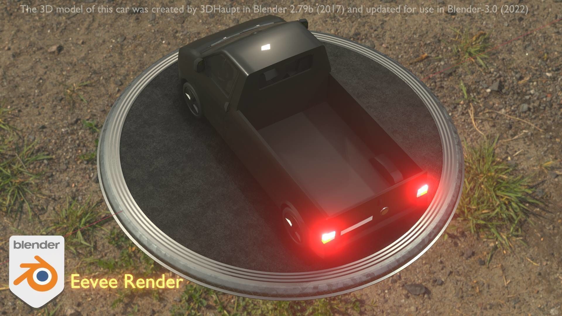 City Car 4 Commercial Pickup 3500 Type-C Black Low-poly 3D model_70