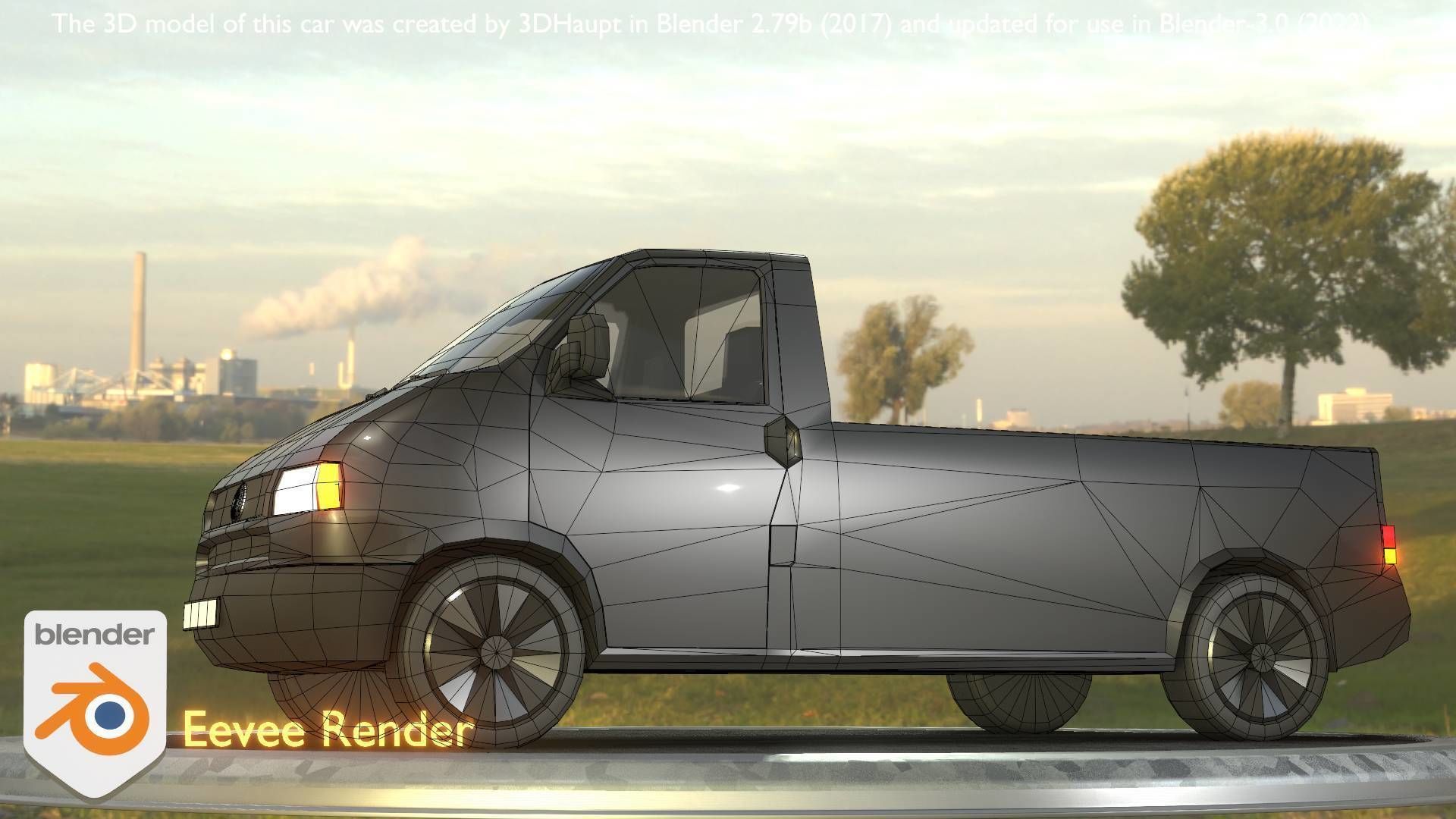 City Car 4 Commercial Pickup 3500 Type-C Black Low-poly 3D model_50