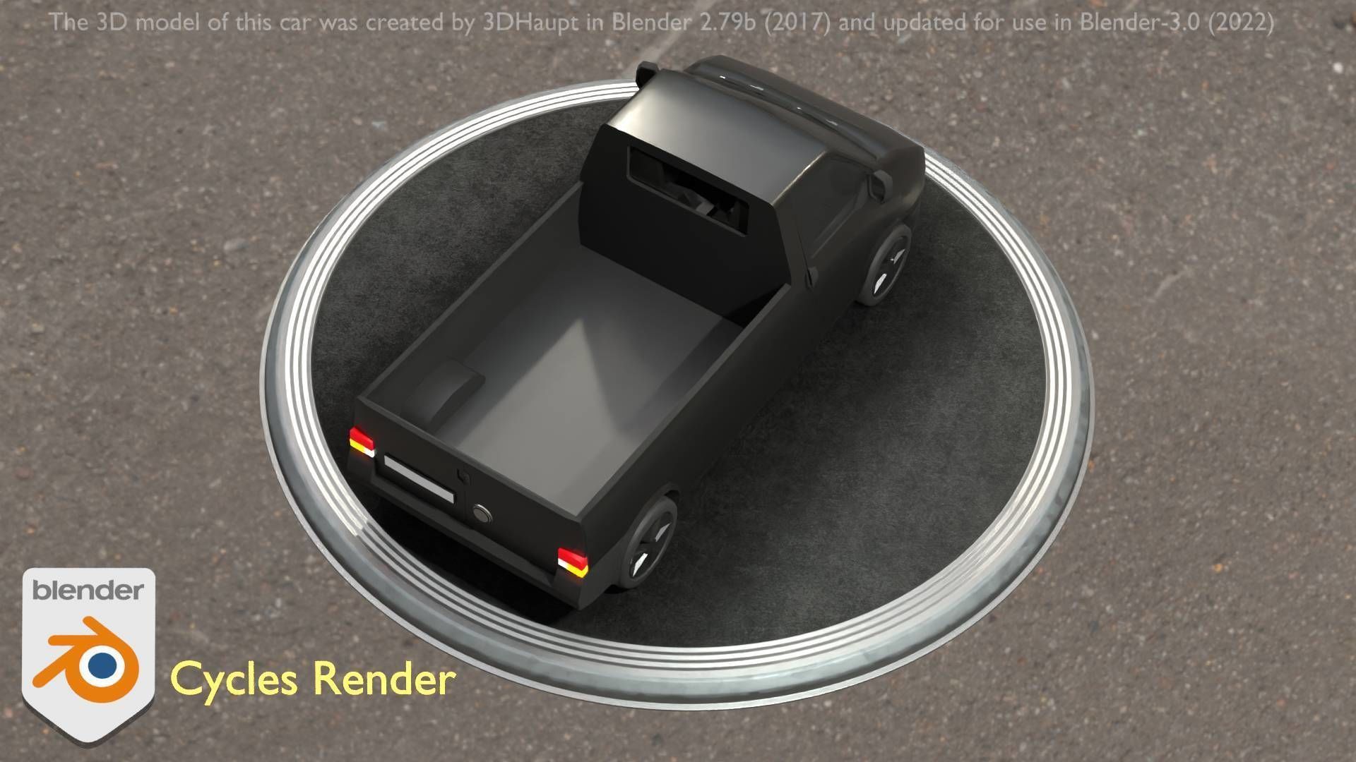 City Car 4 Commercial Pickup 3500 Type-C Black Low-poly 3D model_73