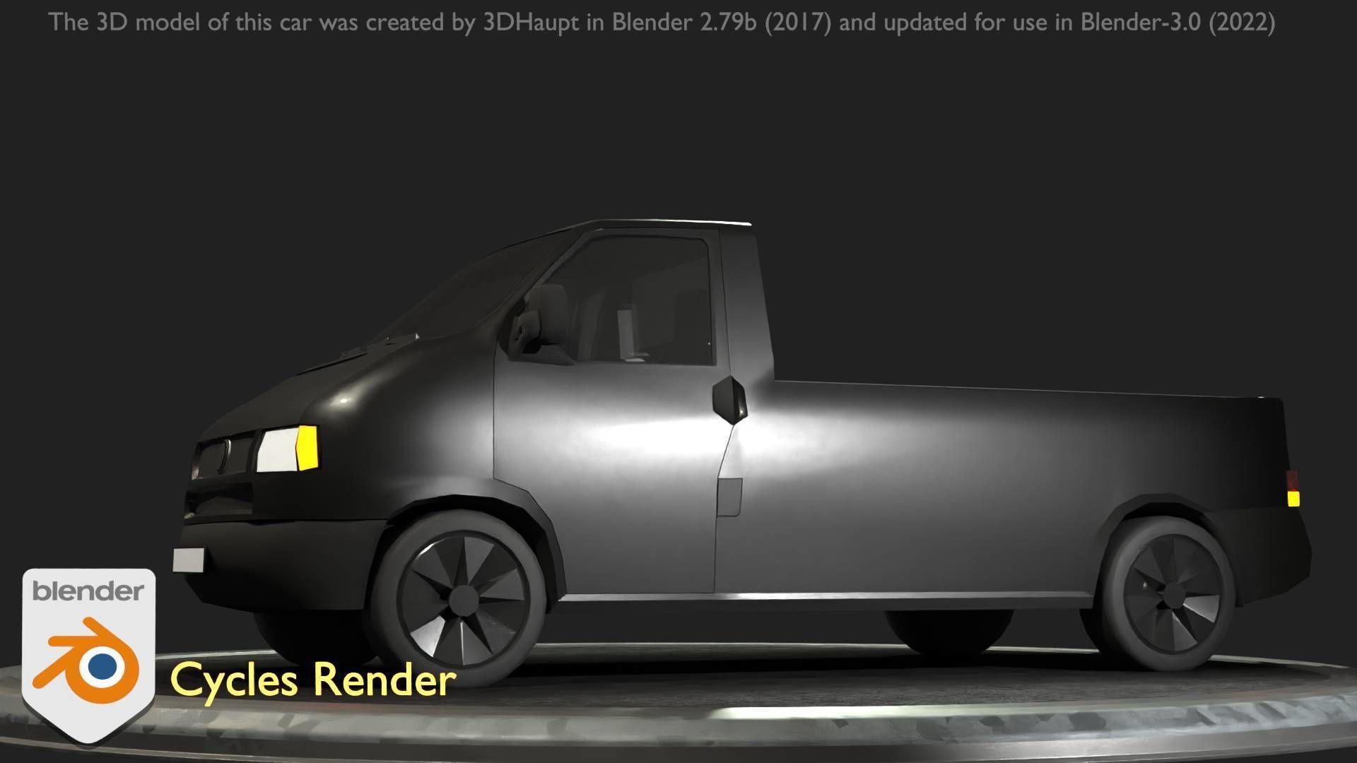 City Car 4 Commercial Pickup 3500 Type-C Black Low-poly 3D model_97