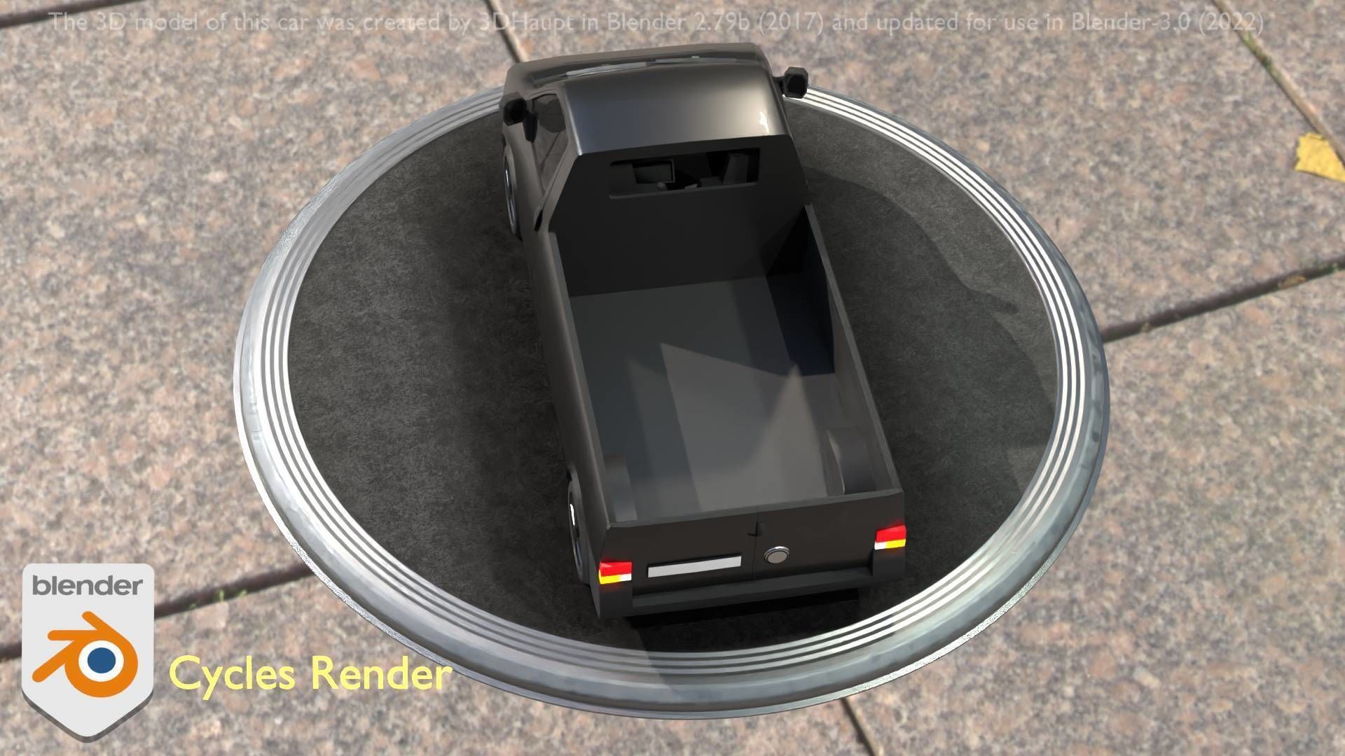 City Car 4 Commercial Pickup 3500 Type-C Black Low-poly 3D model_71