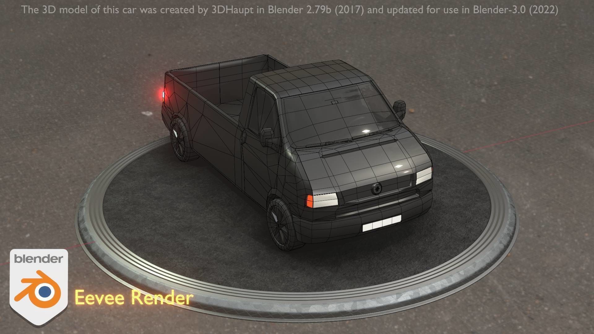 City Car 4 Commercial Pickup 3500 Type-C Black Low-poly 3D model_62