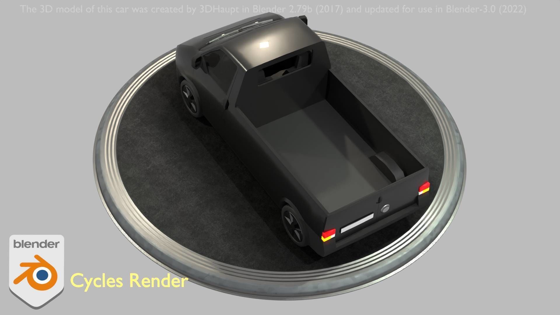 City Car 4 Commercial Pickup 3500 Type-C Black Low-poly 3D model_23