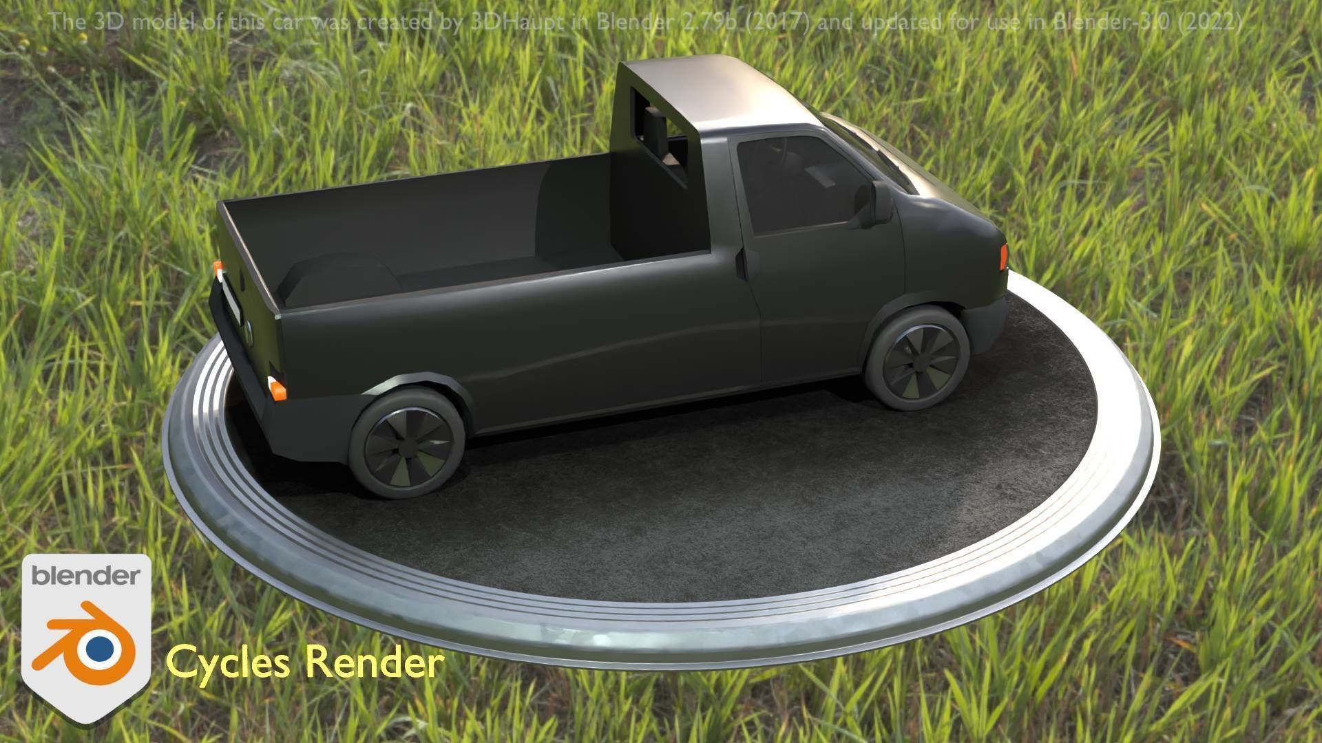 City Car 4 Commercial Pickup 3500 Type-C Black Low-poly 3D model_90