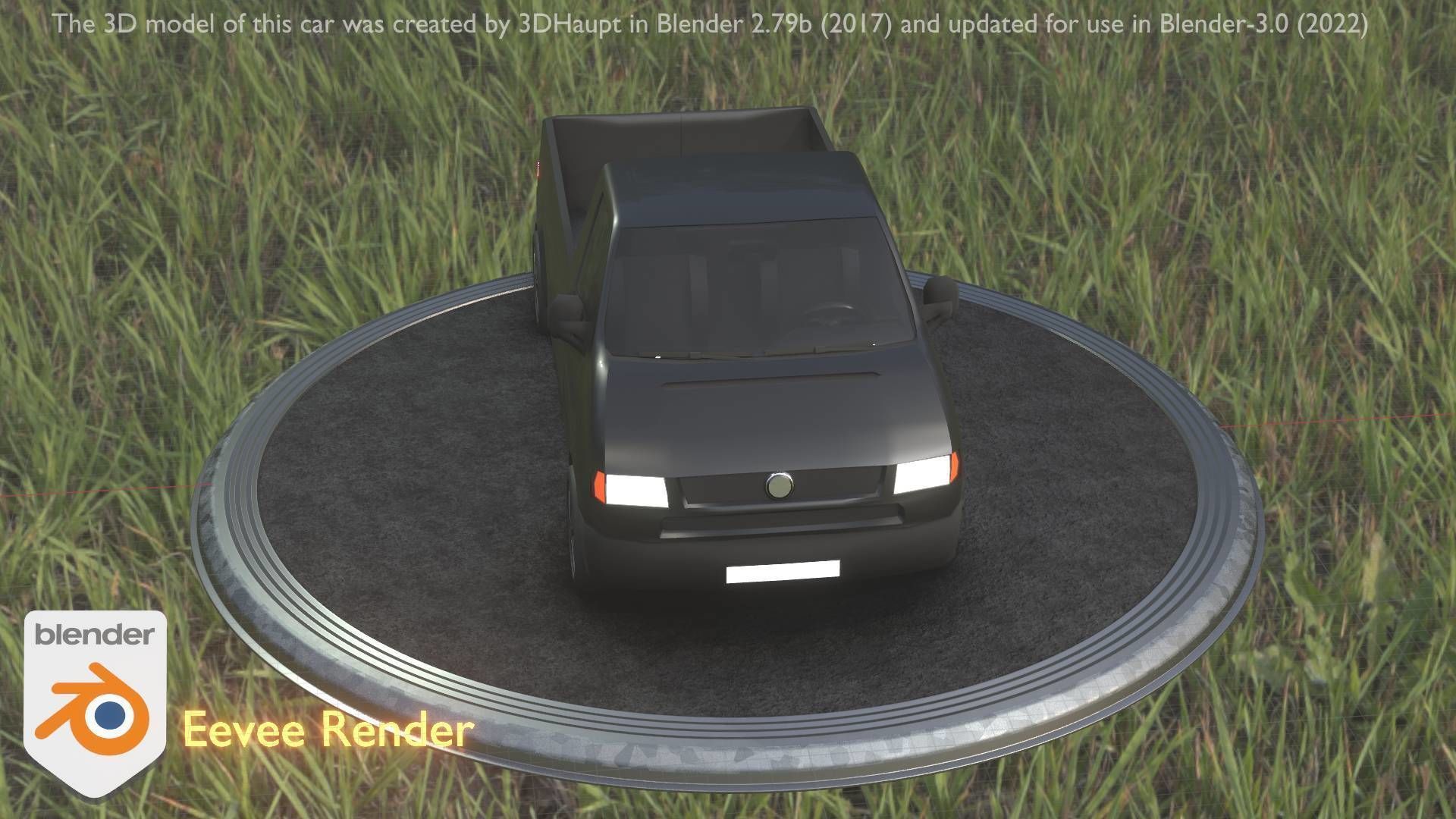 City Car 4 Commercial Pickup 3500 Type-C Black Low-poly 3D model_16