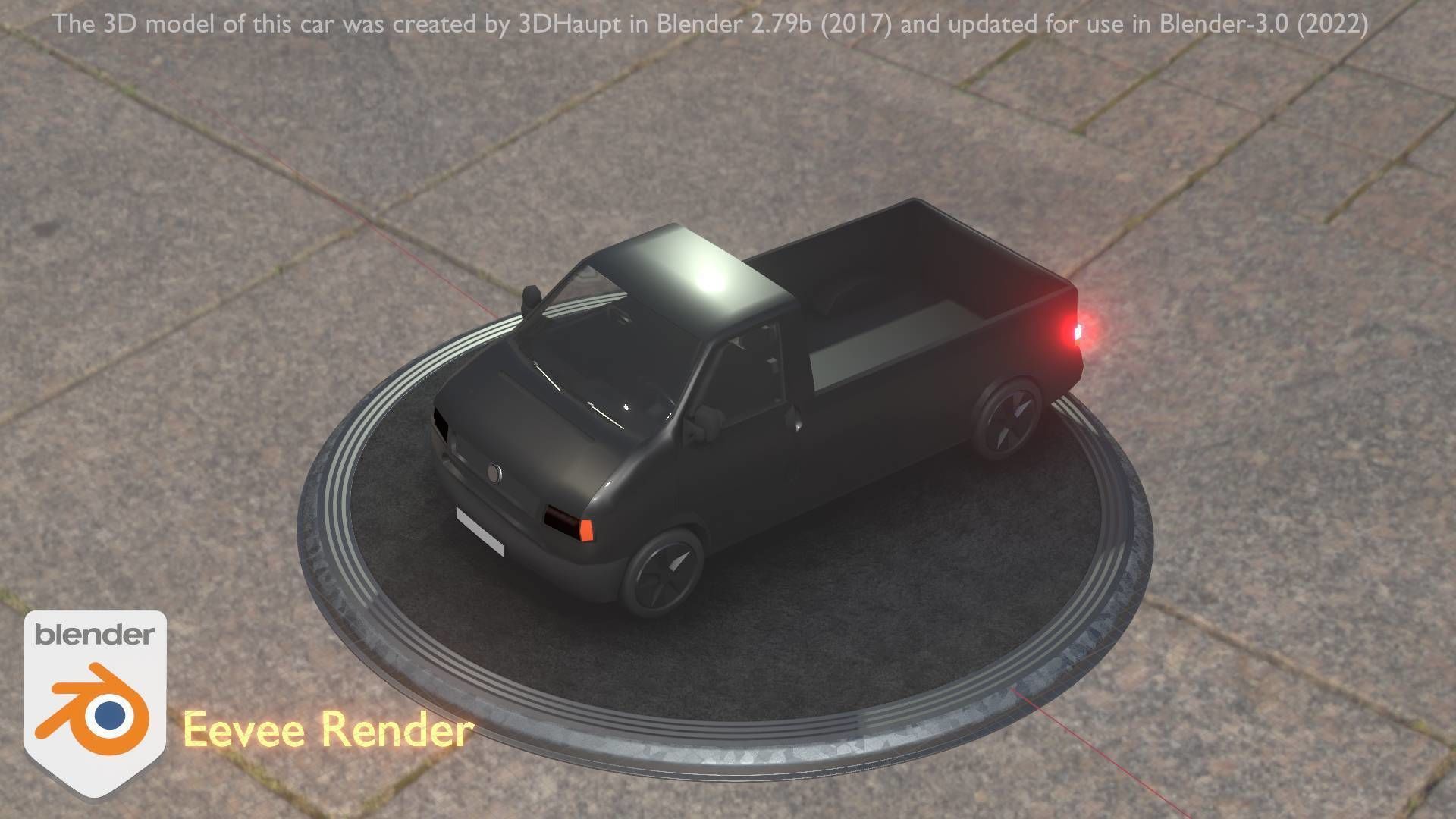 City Car 4 Commercial Pickup 3500 Type-C Black Low-poly 3D model_82